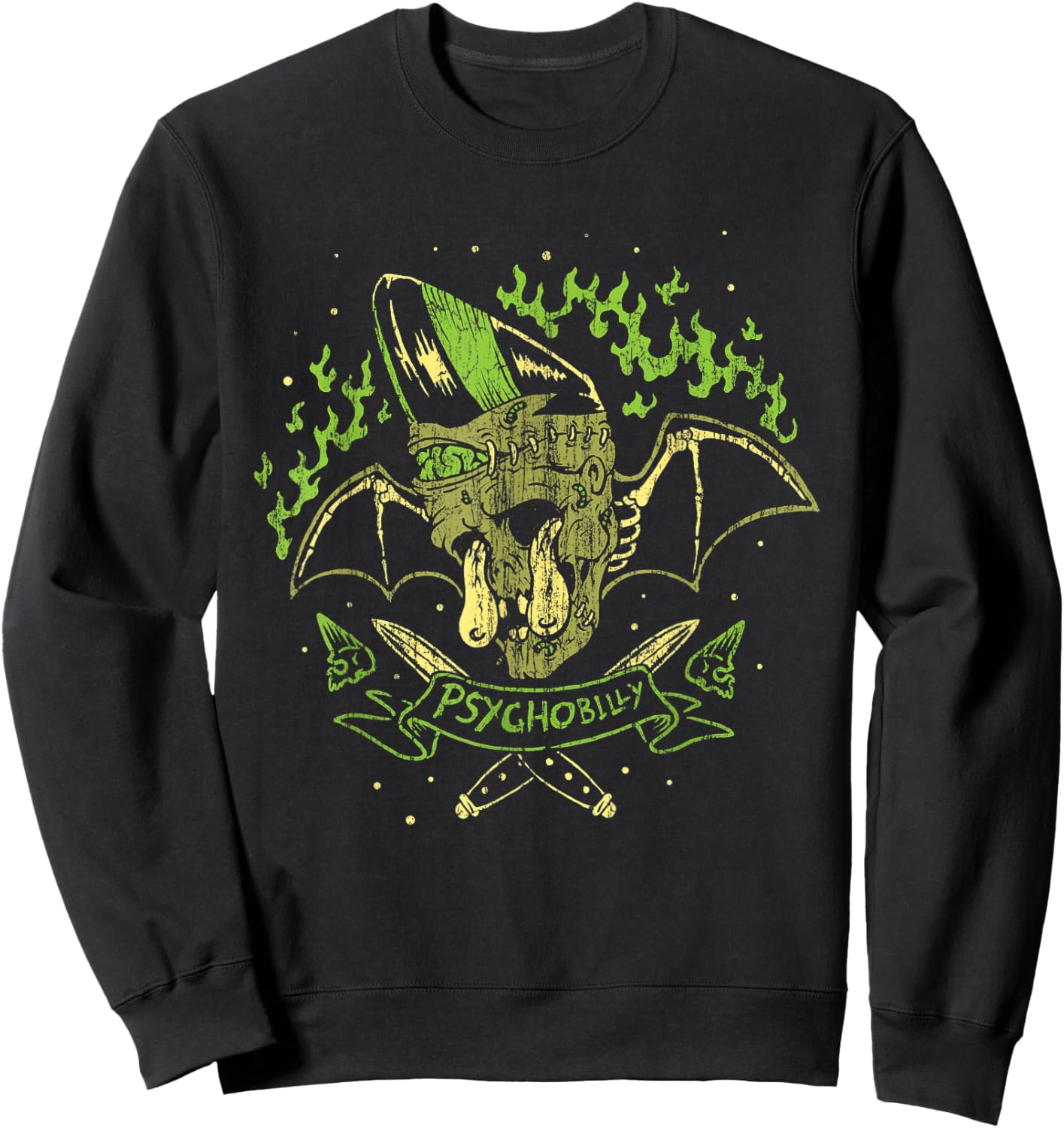Psychobilly Horror Punk Rock (HR) Zombie Bat Sweatshirt - Sweatshirt | Black