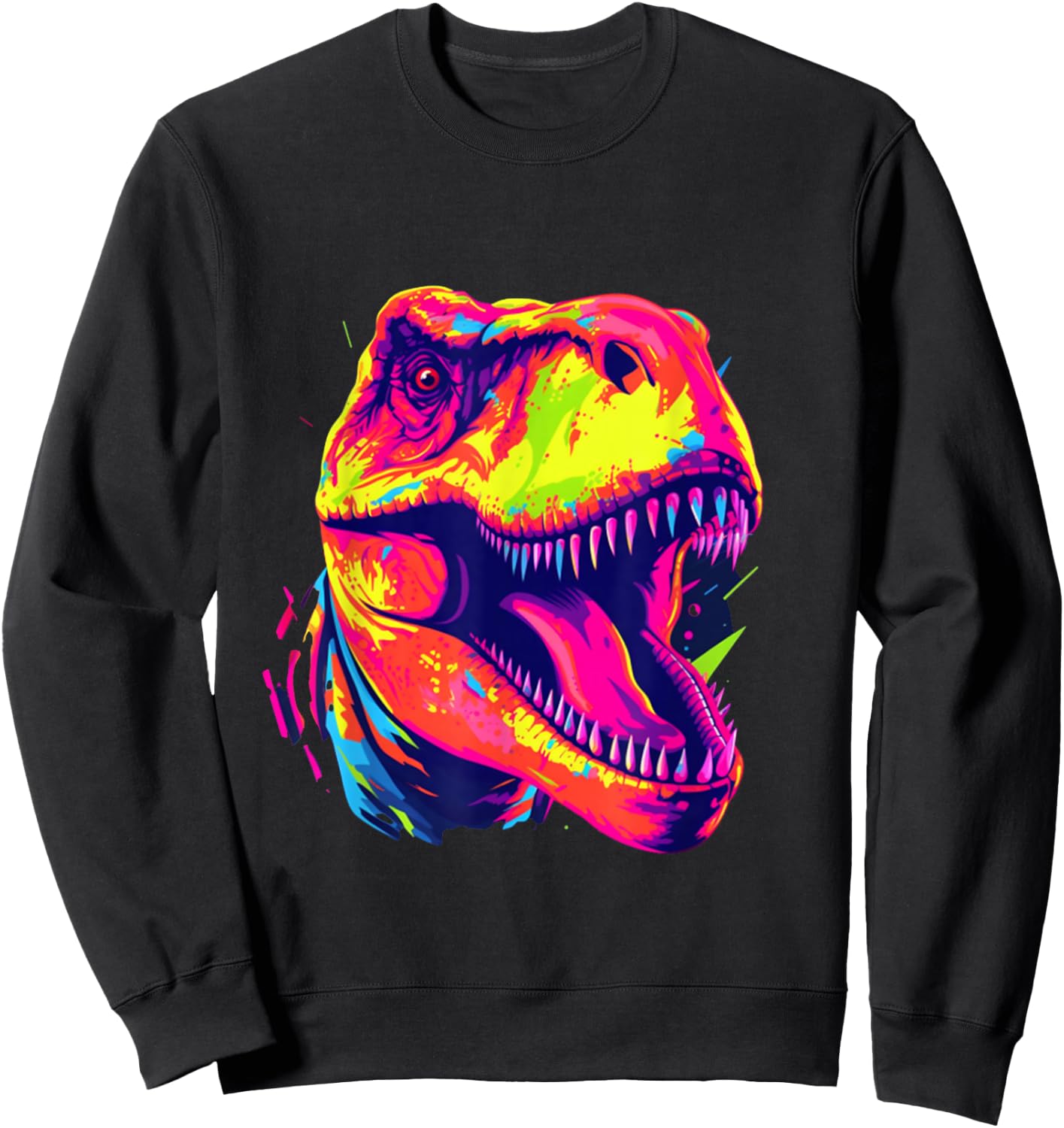 Cute T Rex Neon Brignt Design with Dino T Rex , black Sweatshirt - Sweatshirt | Black