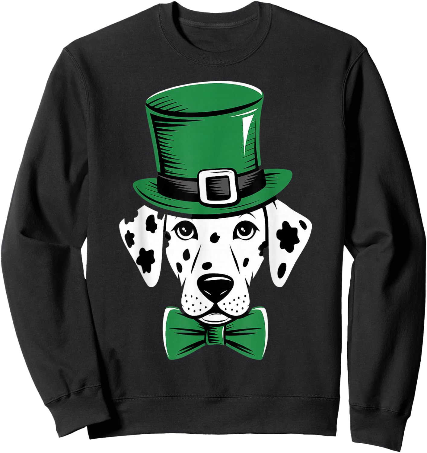 Green Dalmatian shamrock on St Patricks Day Dalmatian Sweatshirt - Sweatshirt | Black