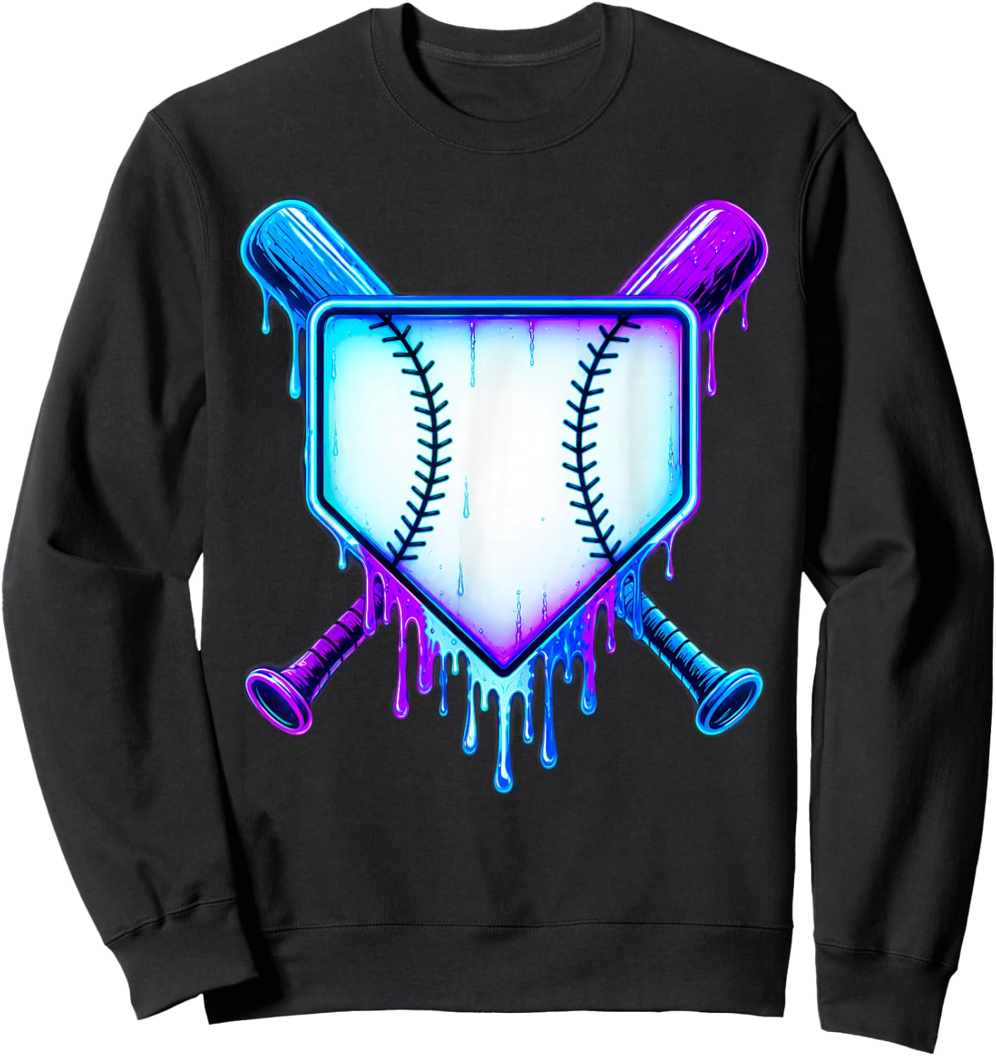 Baseball Drip Ice Cream Blue Cosmic Baseball Glow Sweatshirt - Sweatshirt | Black