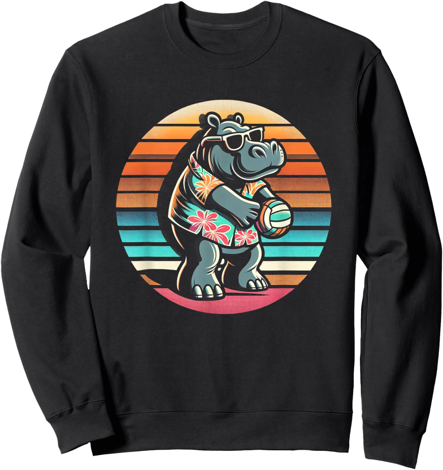 Beach Volleyball Hippo Volleyball Sweatshirt - Sweatshirt | Black