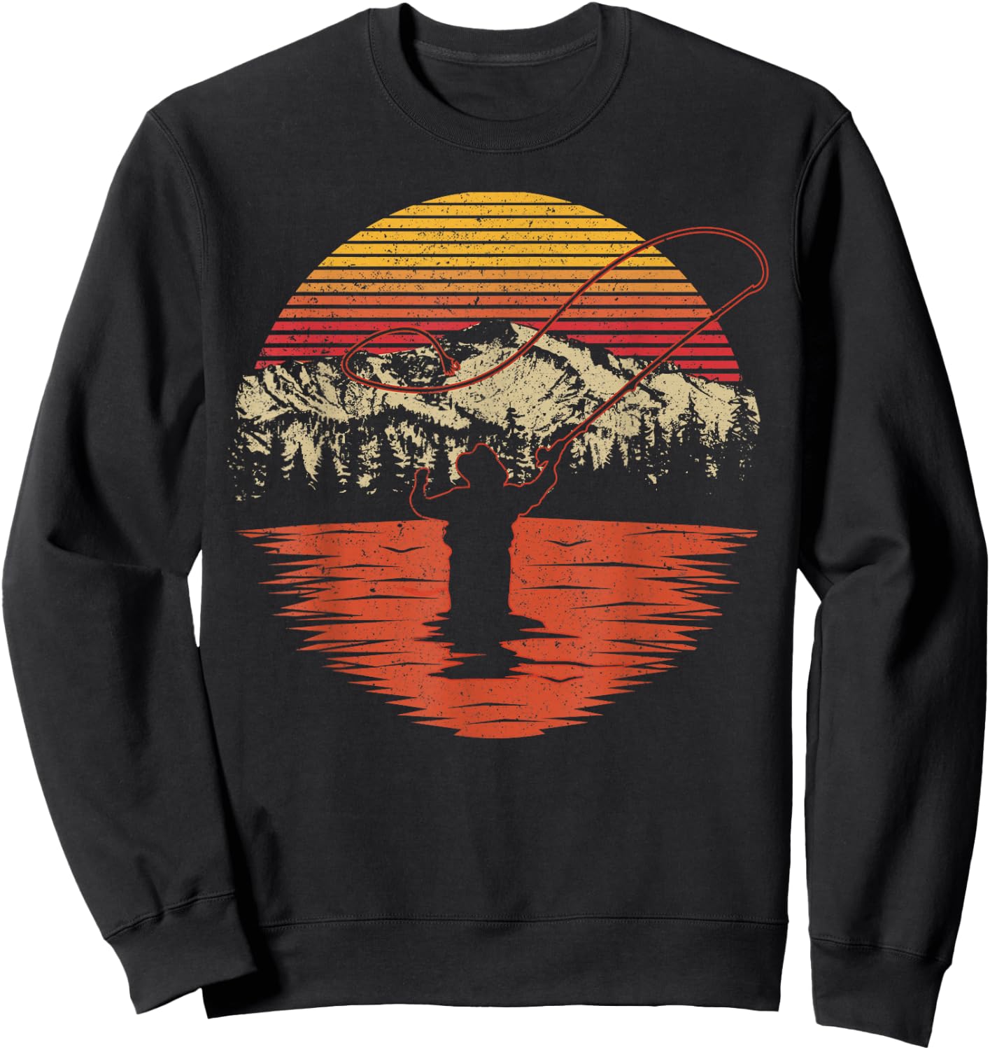 Retro Vintage Fly Fishing Shirt - Fly Fisherman Sweatshirt - Sweatshirt | Black