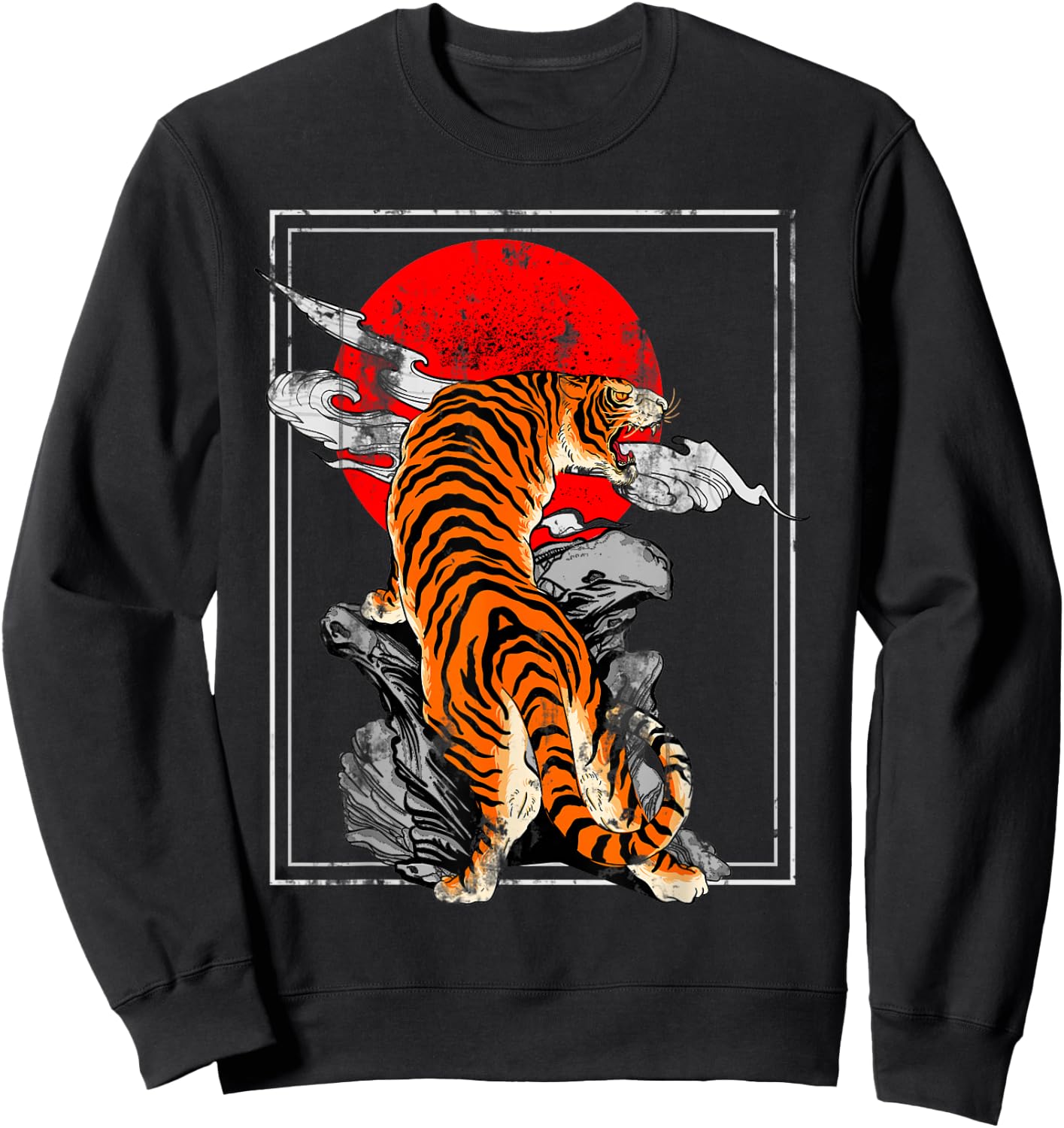 Powerful Asian Animal Tiger Sweatshirt - Sweatshirt | Black