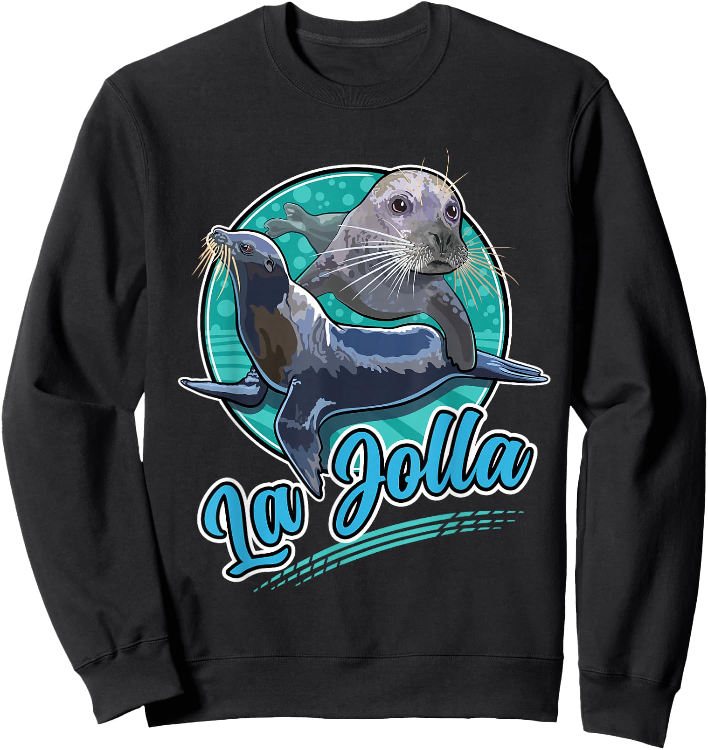 La Jolla California Seal and Sea Lion Cove Beach San Diego Sweatshirt - Sweatshirt | Black