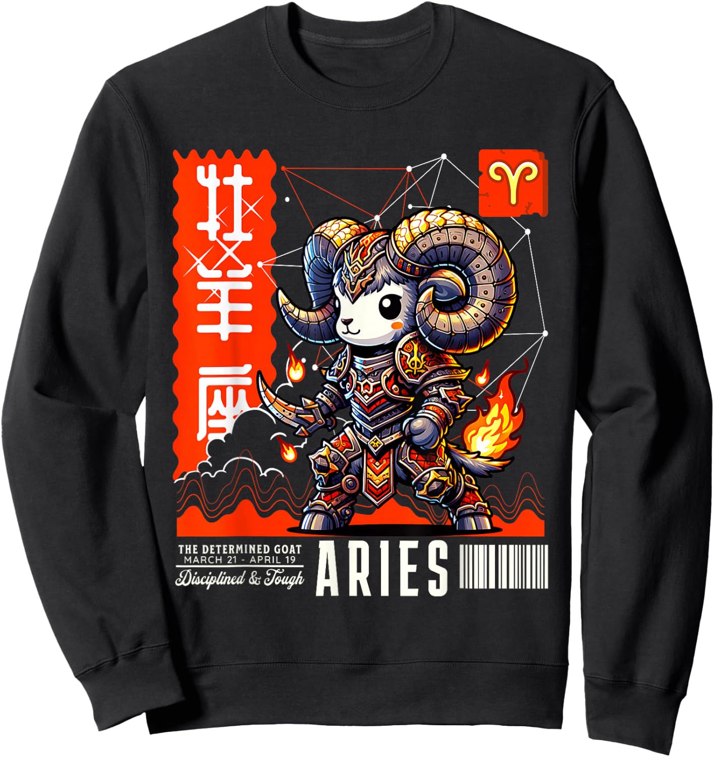 Kawaii Zodiac Sign And Aries Astrological Sign Sweatshirt - Sweatshirt | Black