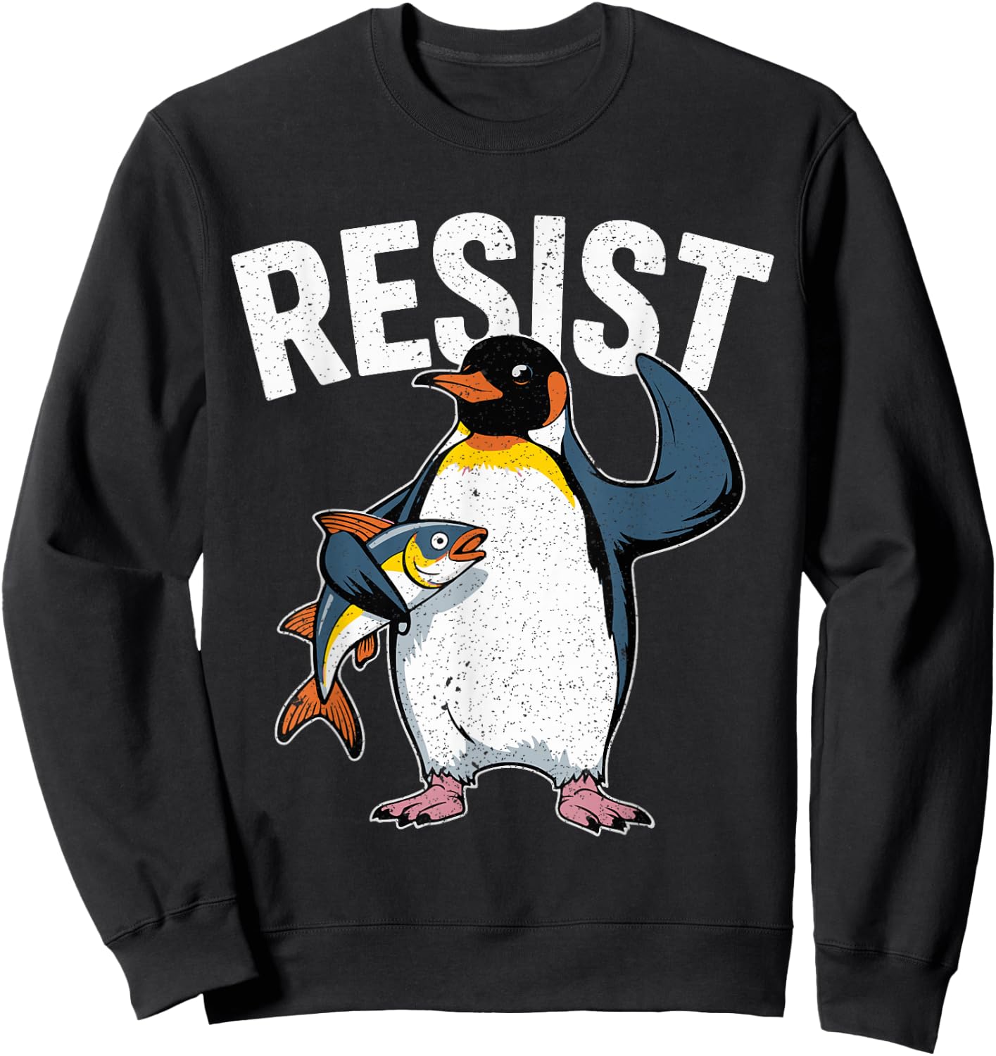 Resist Penguin I Stand With The Penguins Funny Tariffs Meme Sweatshirt - Sweatshirt | Black