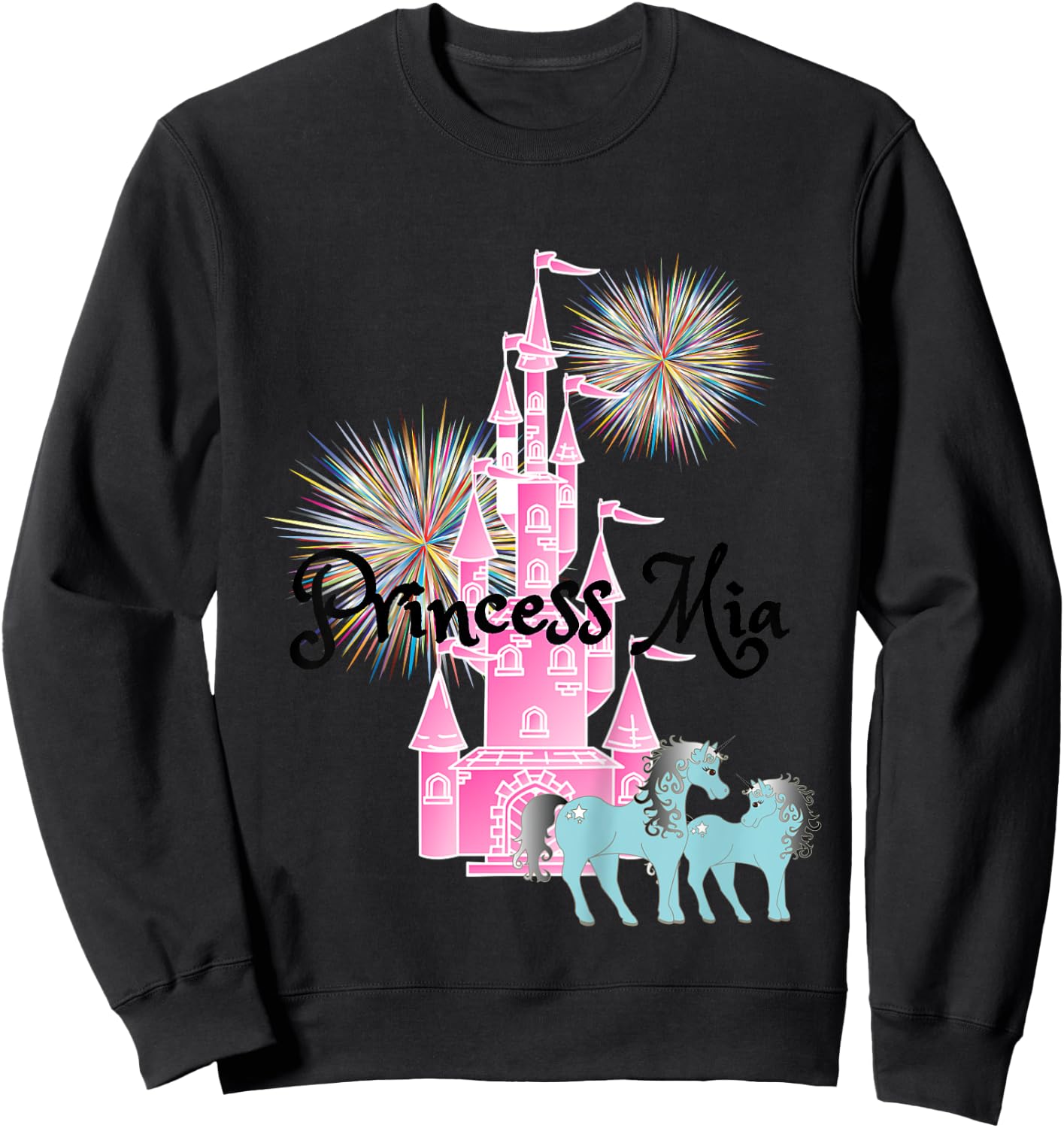 Kids Princess Mia Name Girls Personalized Custom Sweatshirt - Sweatshirt | Black
