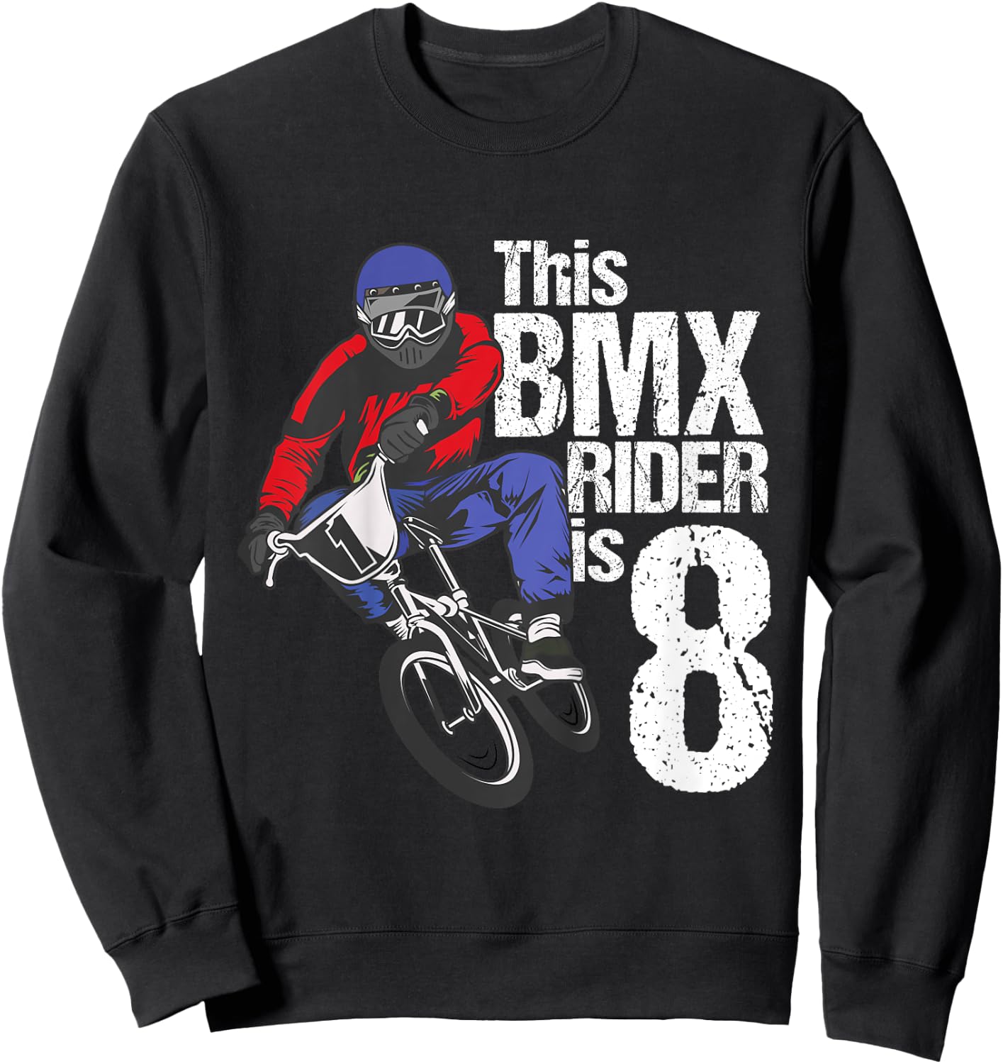 Kids 8 Year Old BMX Birthday Party Boys Dirt Bike Biking 8th Gift Sweatshirt - Sweatshirt | Black