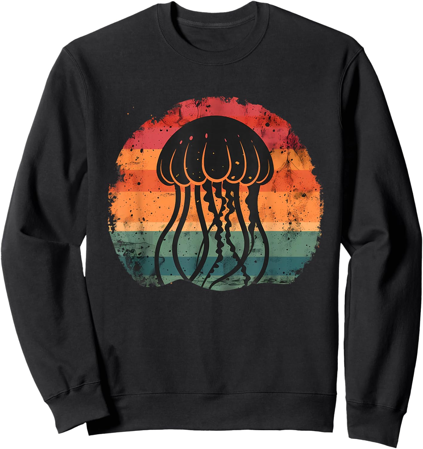 Jellyfish Retro Ocean Sea Animal Lover Sea Ocean Jellyfish Sweatshirt - Sweatshirt | Black