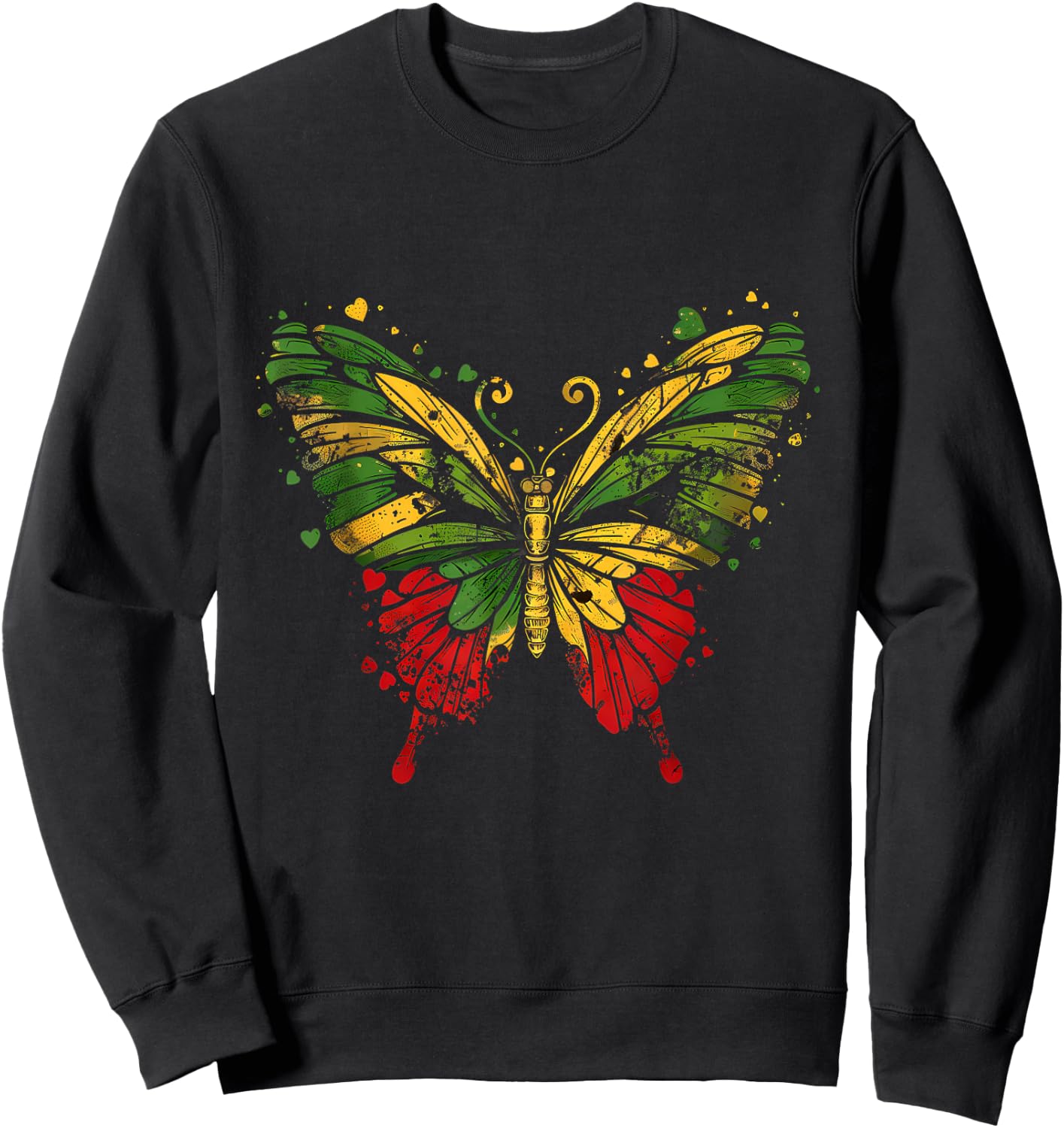 Reggae Butterfly Jamaican Pride Rastafari Roots Rasta Sweatshirt - Sweatshirt | Black
