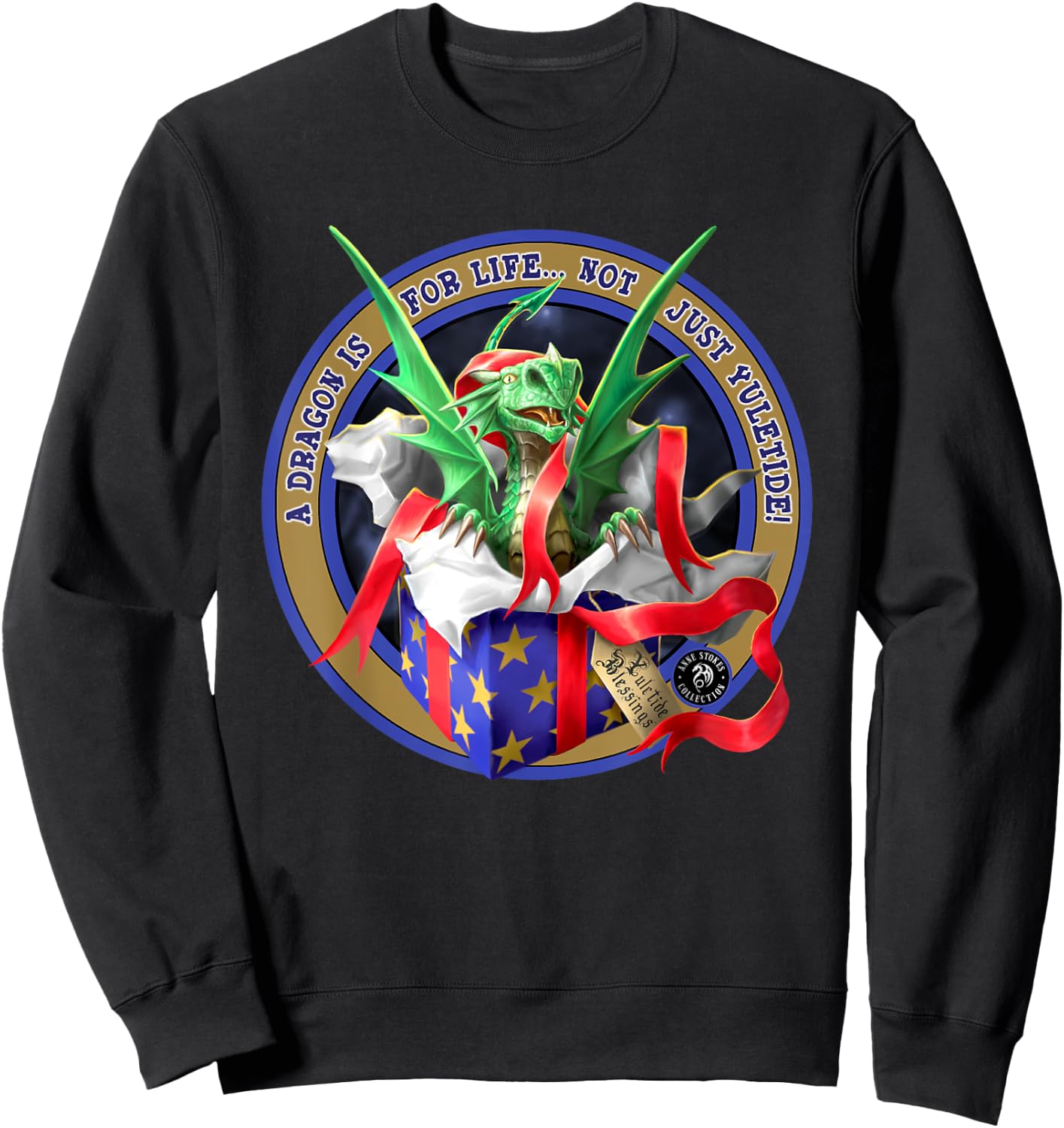 Surprise Gift Dragon Anne Stokes Collection Christmas Sweatshirt - Sweatshirt | Black