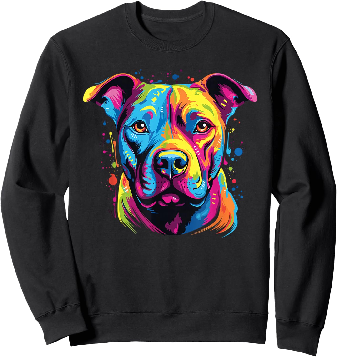 Retro American Staffordshire Terrier Dog -Adults Multicolor Watercolor Small Sweatshirt - Sweatshirt | Black