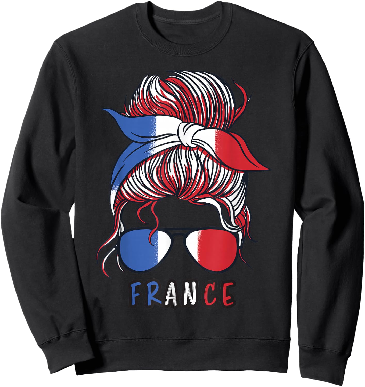 Frankreich-Flagge für Mädchen, französische Frau Sweatshirt - Sweatshirt | Black