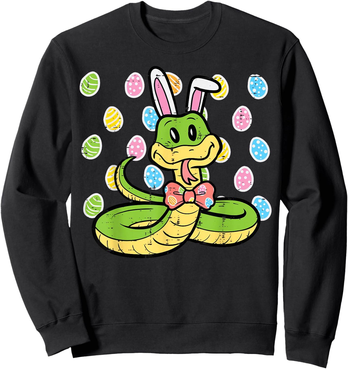 Easter Snake Bunny Eggs Funny Rabbit Animal Kids Men Women Sweatshirt - Sweatshirt | Black
