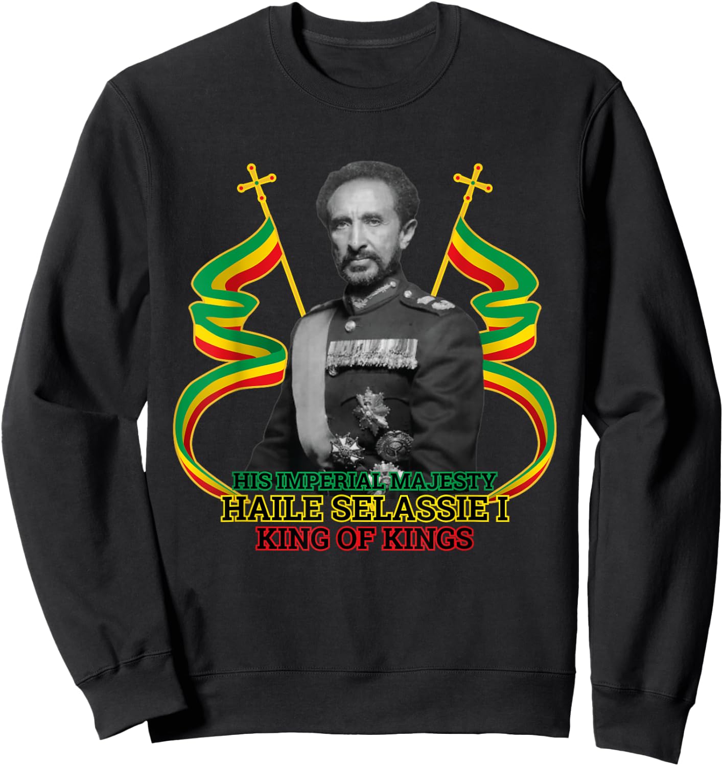 Ras Tafari His Imperial Majesty Haile Selassie Sweatshirt - Sweatshirt | Black