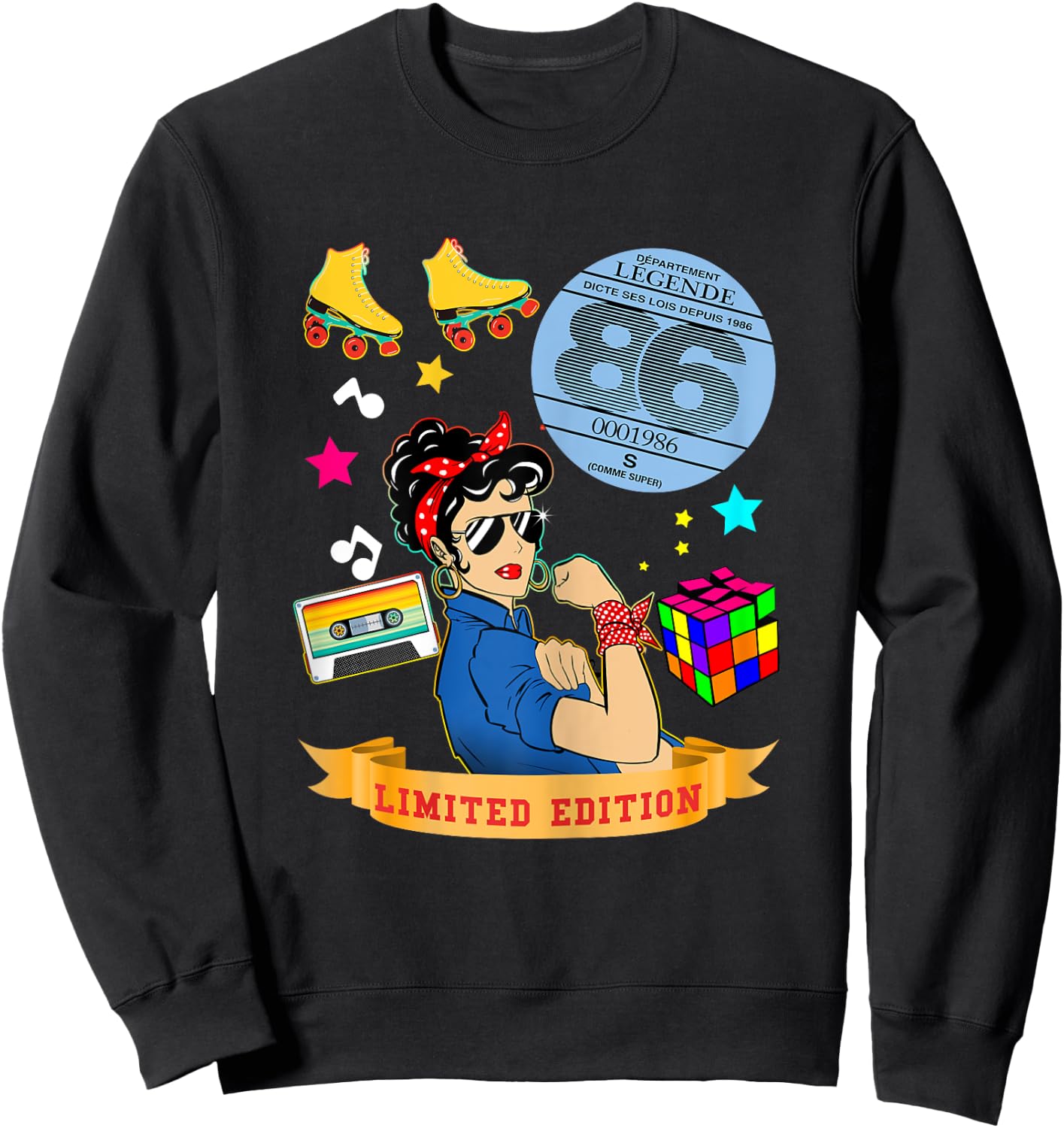 Anniversaire 1986 Vignette Auto Femme 39 Ans Légende Vintage Sweatshirt - Sweatshirt | Black