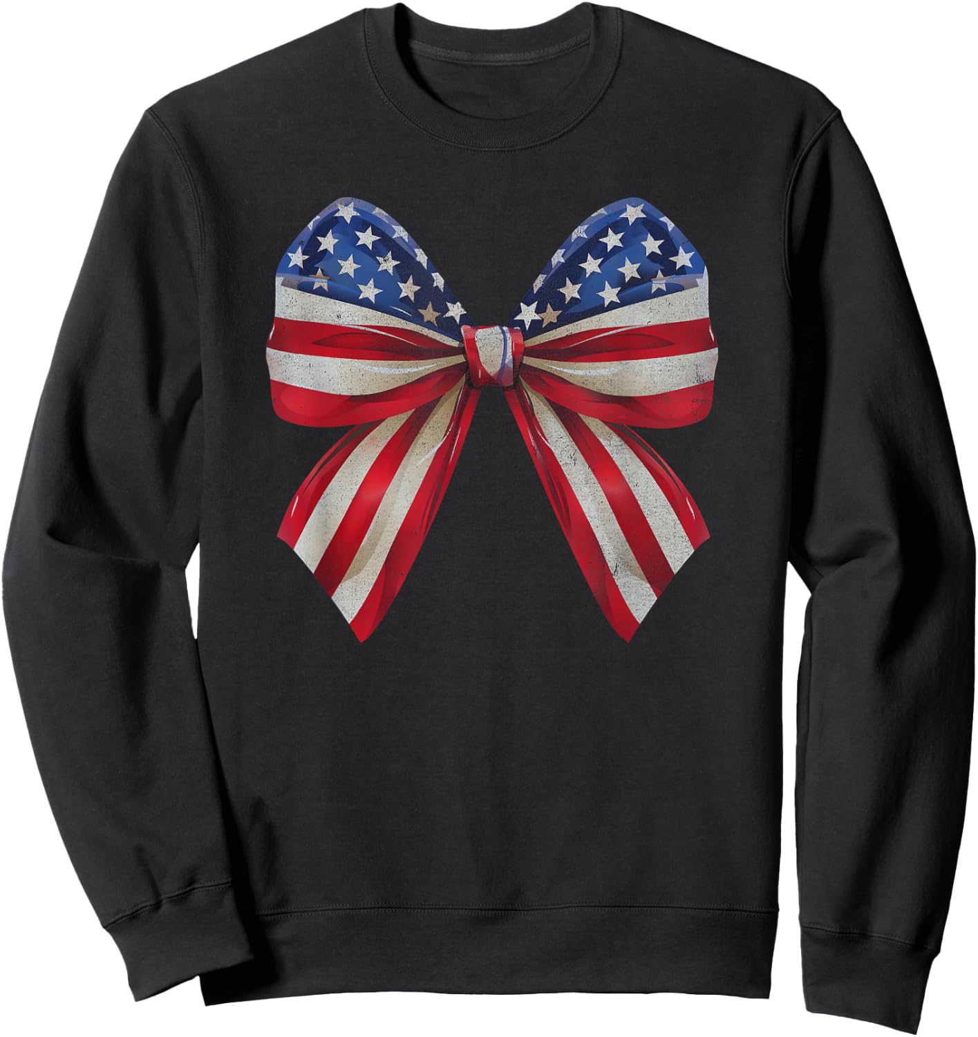 Coquette American Girly Coquette Bow 4th of July Sweatshirt - Sweatshirt | Black