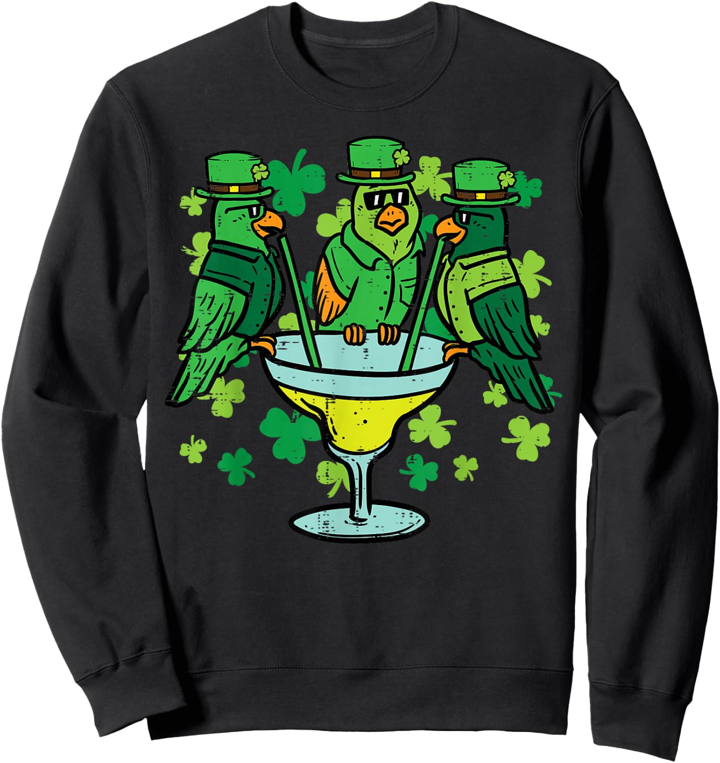 St Patricks Day Parrots Bird Saint Pattys Paddys Irish Women Sweatshirt - Sweatshirt | Black