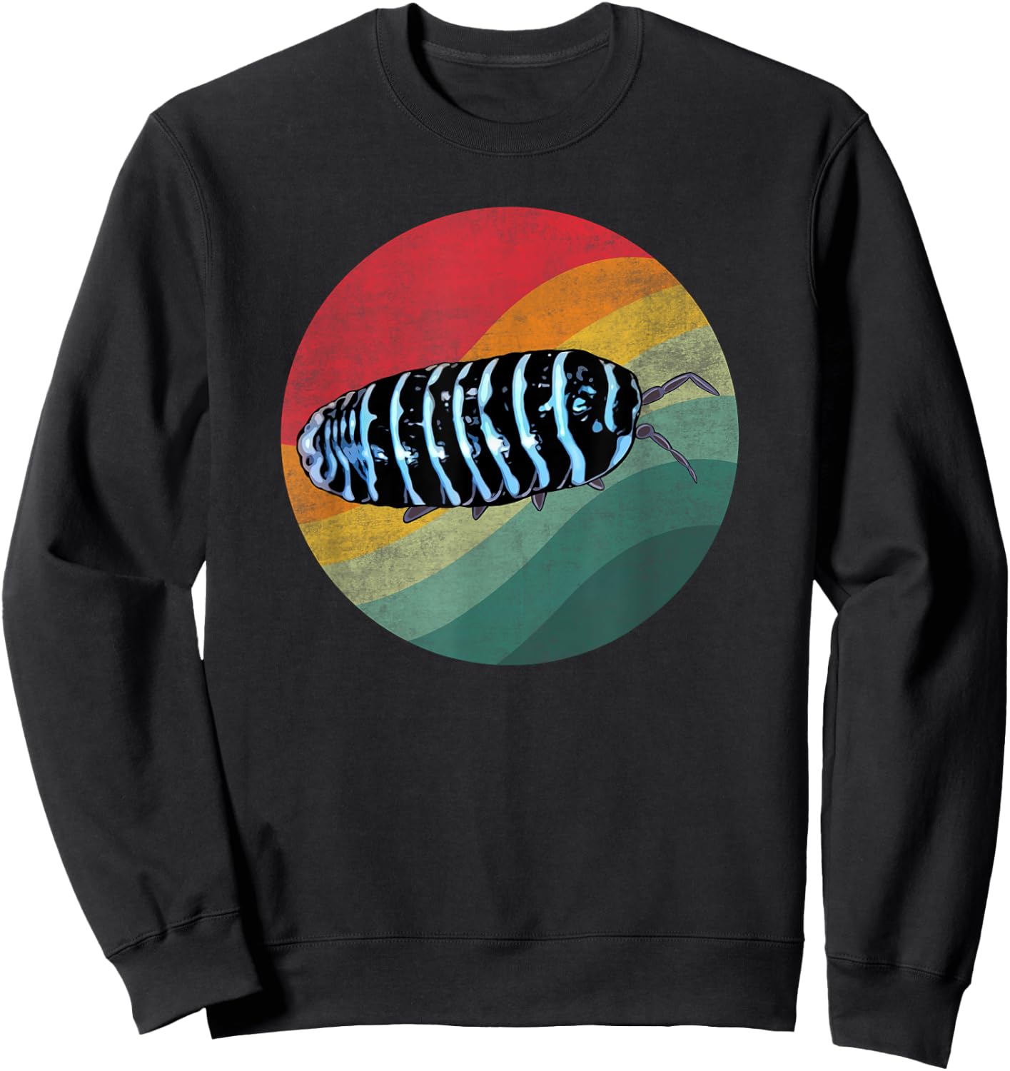 Retro Zebra Isopod Roly Poly Funny Pill Bug Isopod Lover Sweatshirt - Sweatshirt | Black