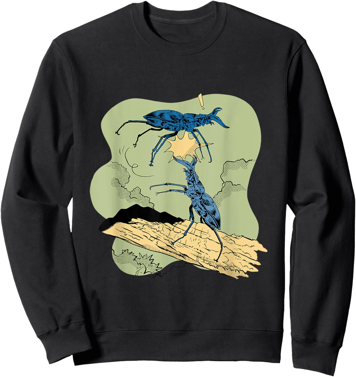 Stag beetle fights against other beetles Animal Bugs Insects Sweatshirt - Sweatshirt | Black