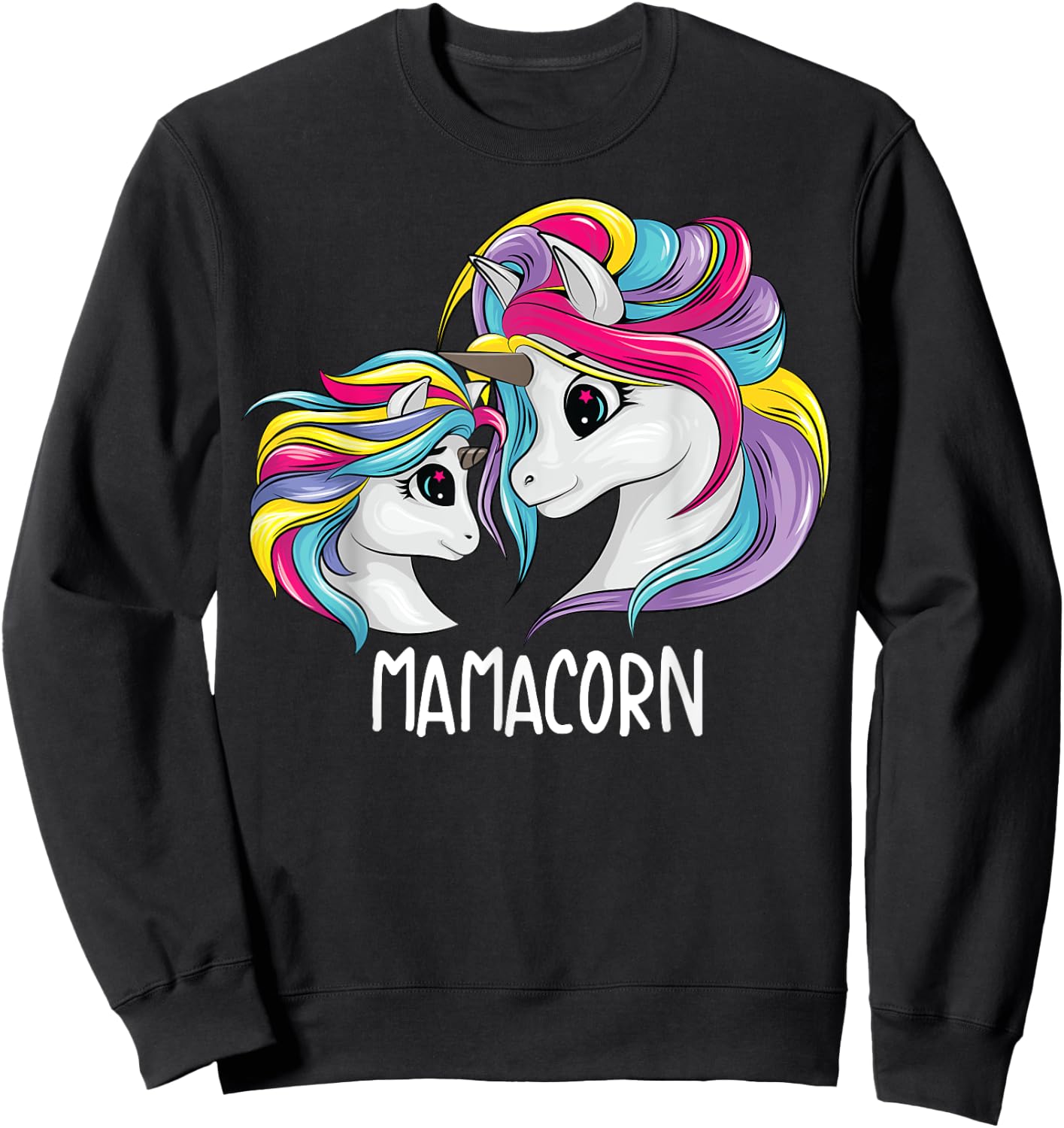 Cute Mom Baby Mama Unicorn Funny Mamacorn Gift Mom Sweatshirt - Sweatshirt | Black