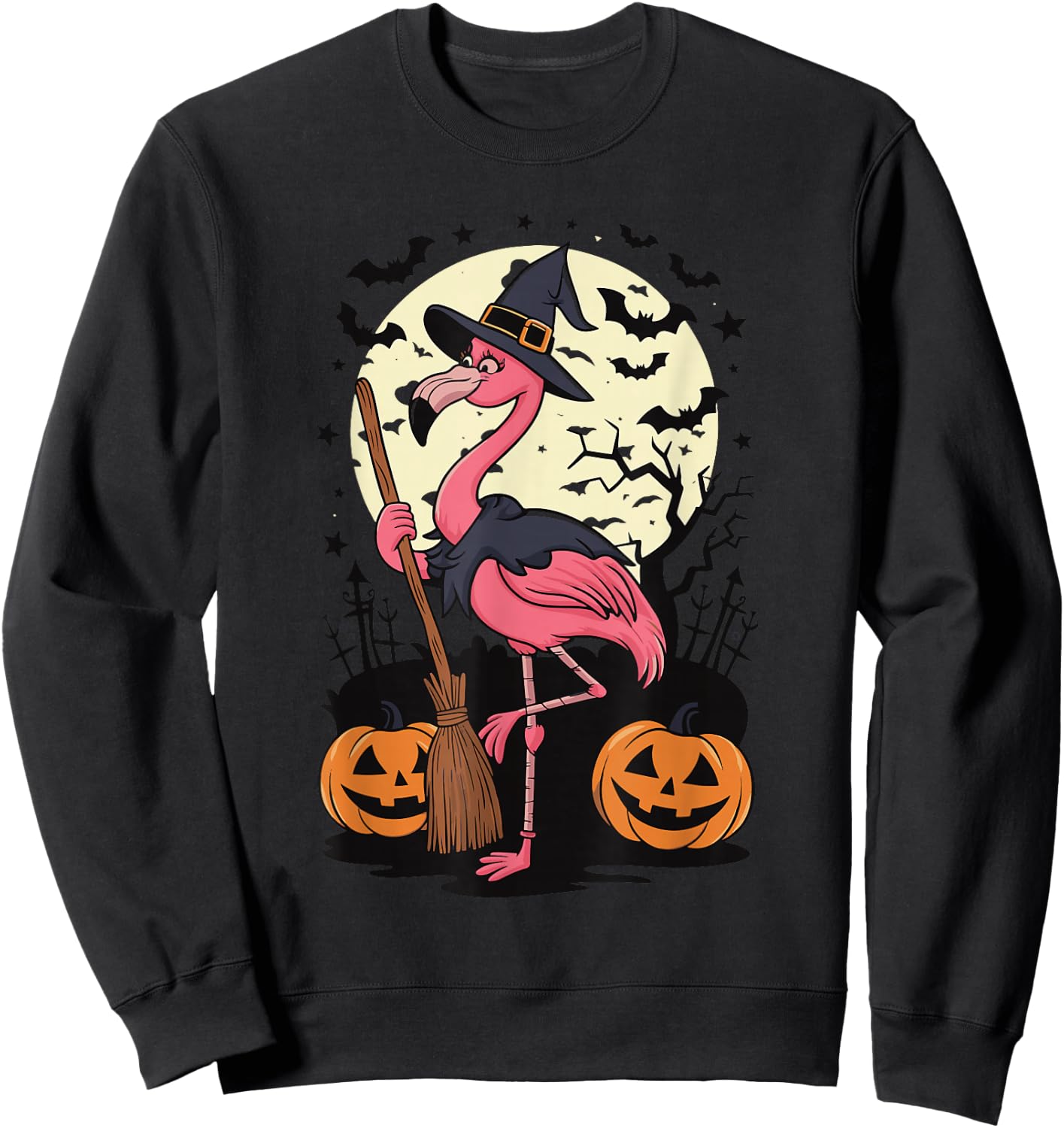 Flamingo Witch Sweatshirt - Sweatshirt | Black