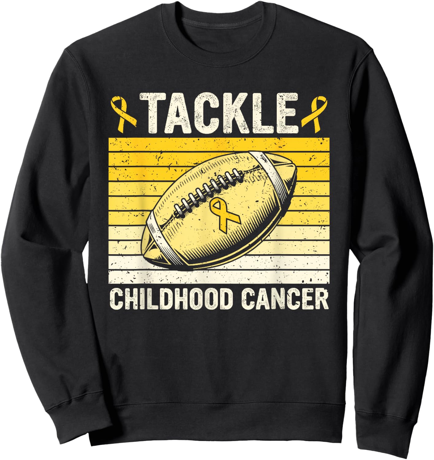 Football Tackle Childhood Cancer Awareness Survivor Support Sweatshirt - Sweatshirt | Black