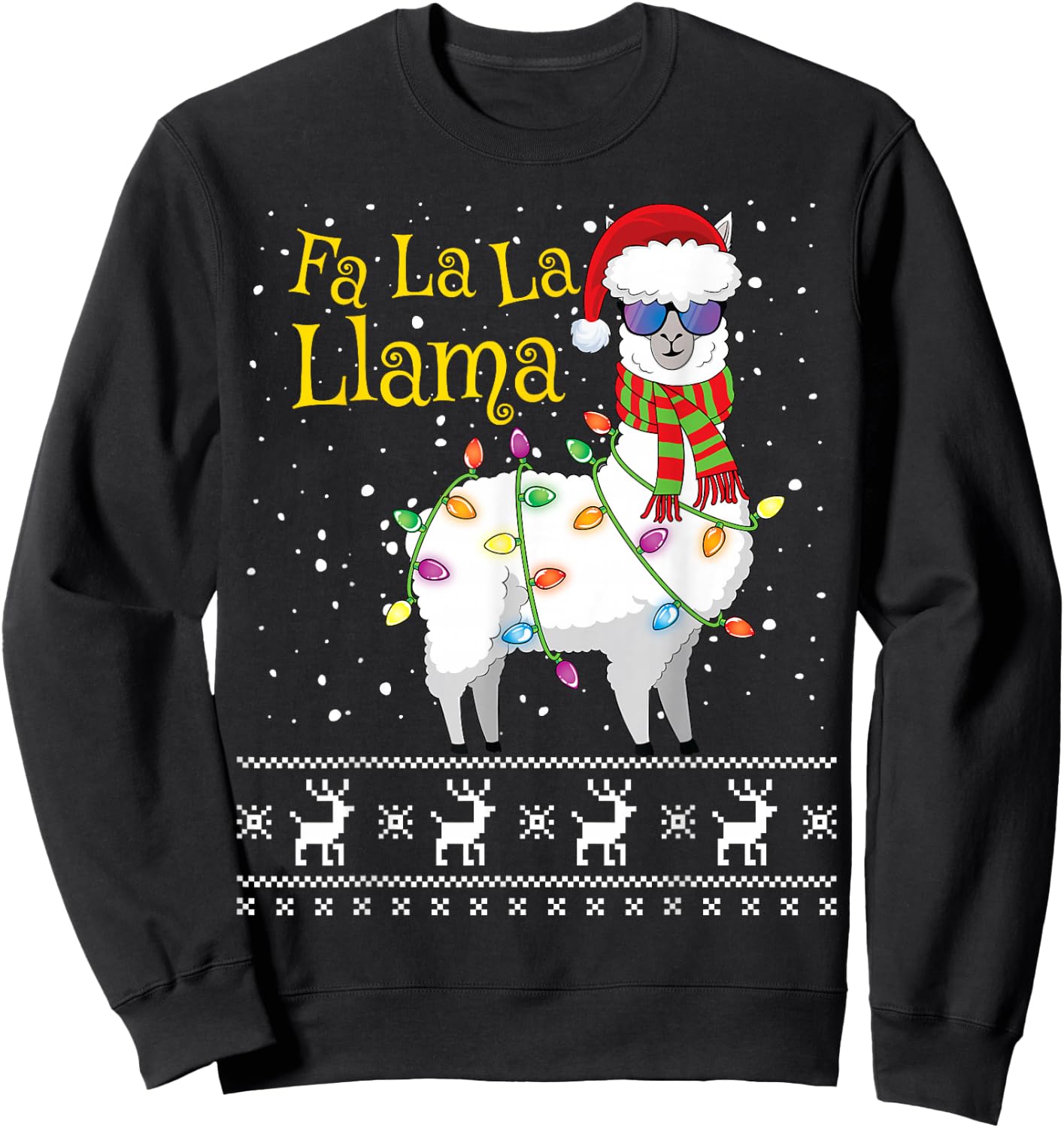 Fa La La Llama Christmas Shirt Funny Christmas Llama Sweatshirt - Sweatshirt | Black