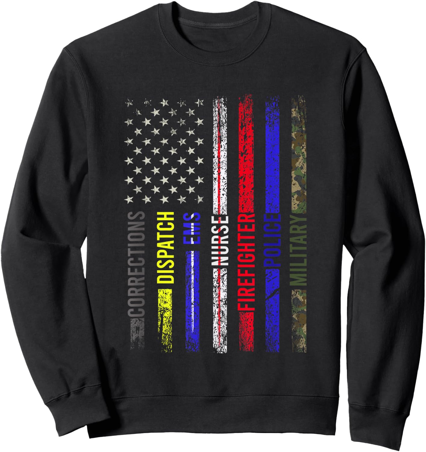 First Responder - Front Line Workers - US Flag - Patriotic Men Sweatshirt - Sweatshirt | Black