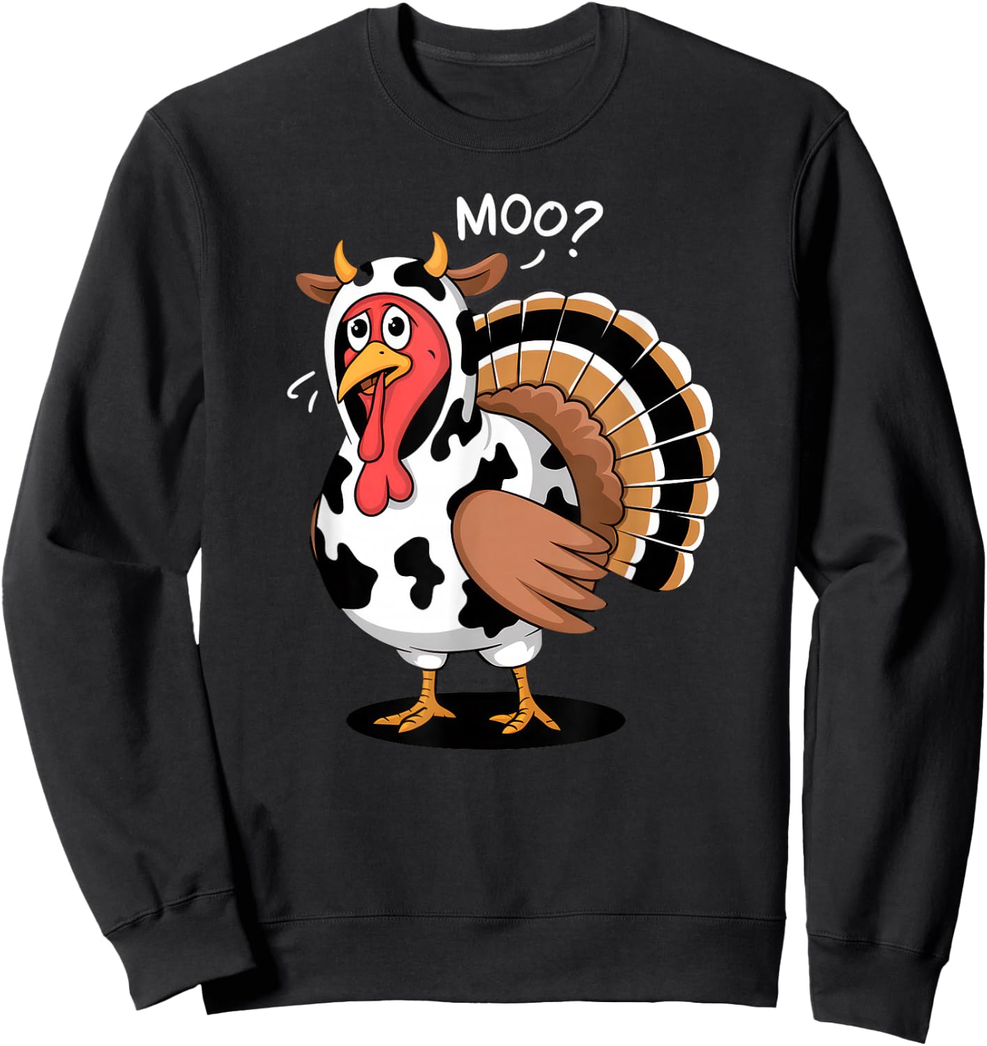 Thanksgiving Turkey Moo Cow Funny Fall , Men Sweatshirt - Sweatshirt | Black