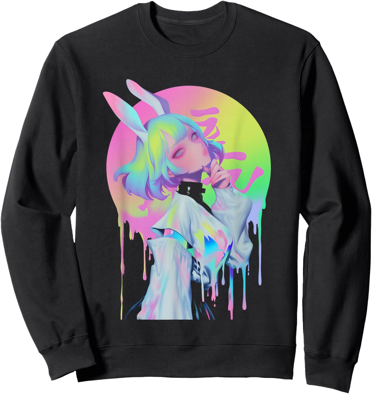 Anime Manga Cyberpunk Aesthetic Techwear Harajuku Bunny Sweatshirt - Sweatshirt | Black