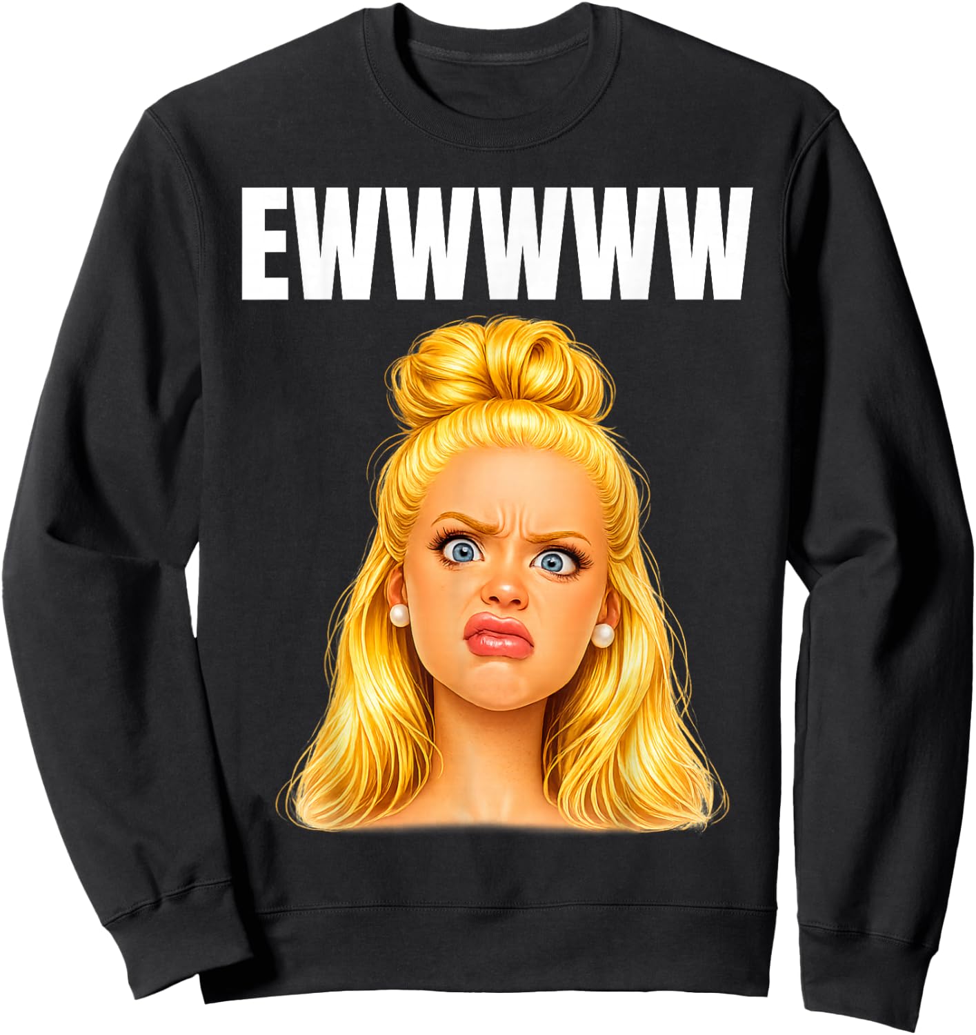 Lustiges Meme Gesicht Doll Face Sarkasmus Design mit Love Sweatshirt - Sweatshirt | Black