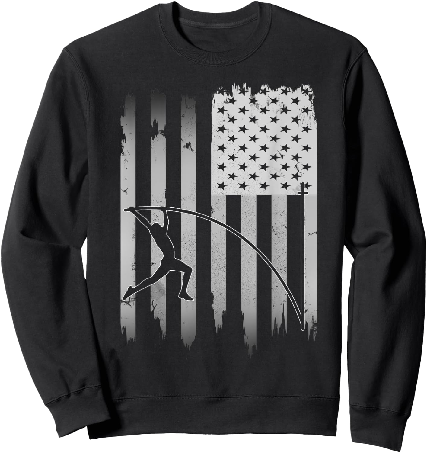 Pole Vault USA American Flag 4th of July Jump Sports Gift Sweatshirt - Sweatshirt | Black