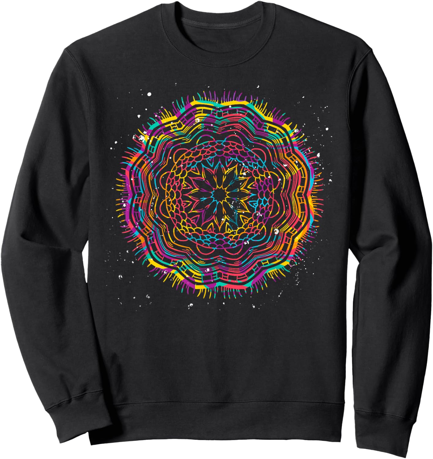 Bohemian Fractal Geometry Yogi Spiritual Mandala Sweatshirt - Sweatshirt | Black