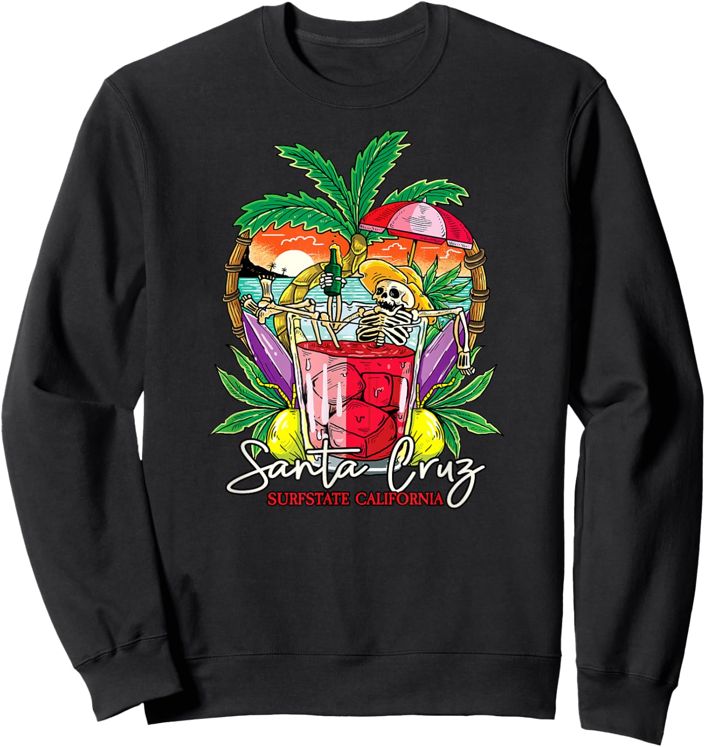 Santa Cruz CA California Surfer I Santa Cruz California , black Sweatshirt - Sweatshirt | Black