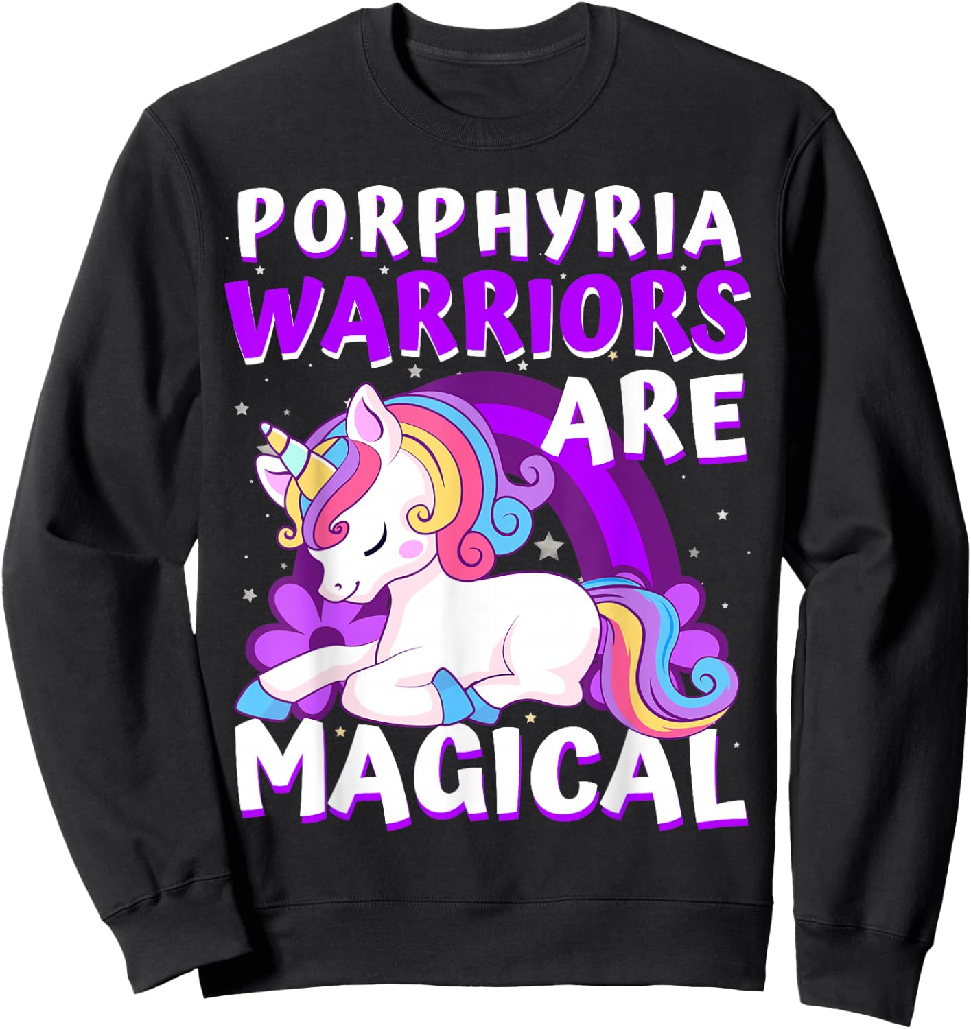 Warriors Are Magical Porphyria Awareness Ribbon Unicorn Sweatshirt - Sweatshirt | Black