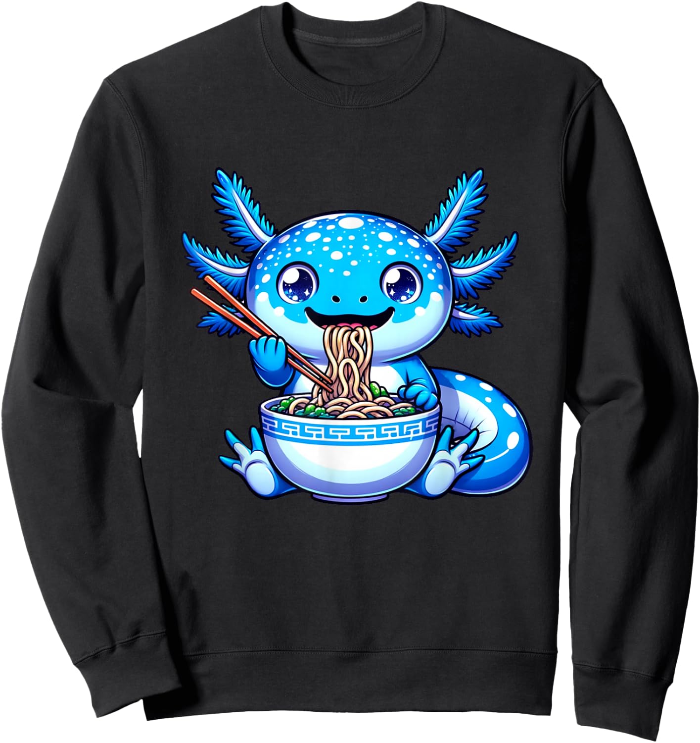 Kawaii Axolotl Ramen Anime Cutecore Teens Kids Sweatshirt - Sweatshirt | Black