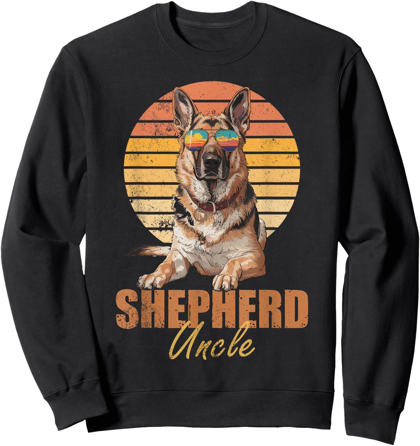 Cool Retro German Shepherd Uncle Funny Vintage Dog Lovers Sweatshirt - Sweatshirt | Black