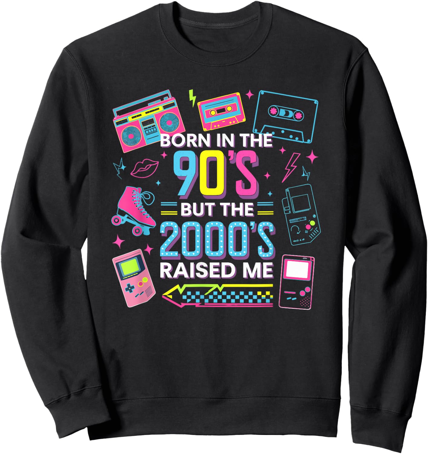 Born in the 90s, but the 2000 years made me revive the retro style , Black, S Sweatshirt - Sweatshirt | Black