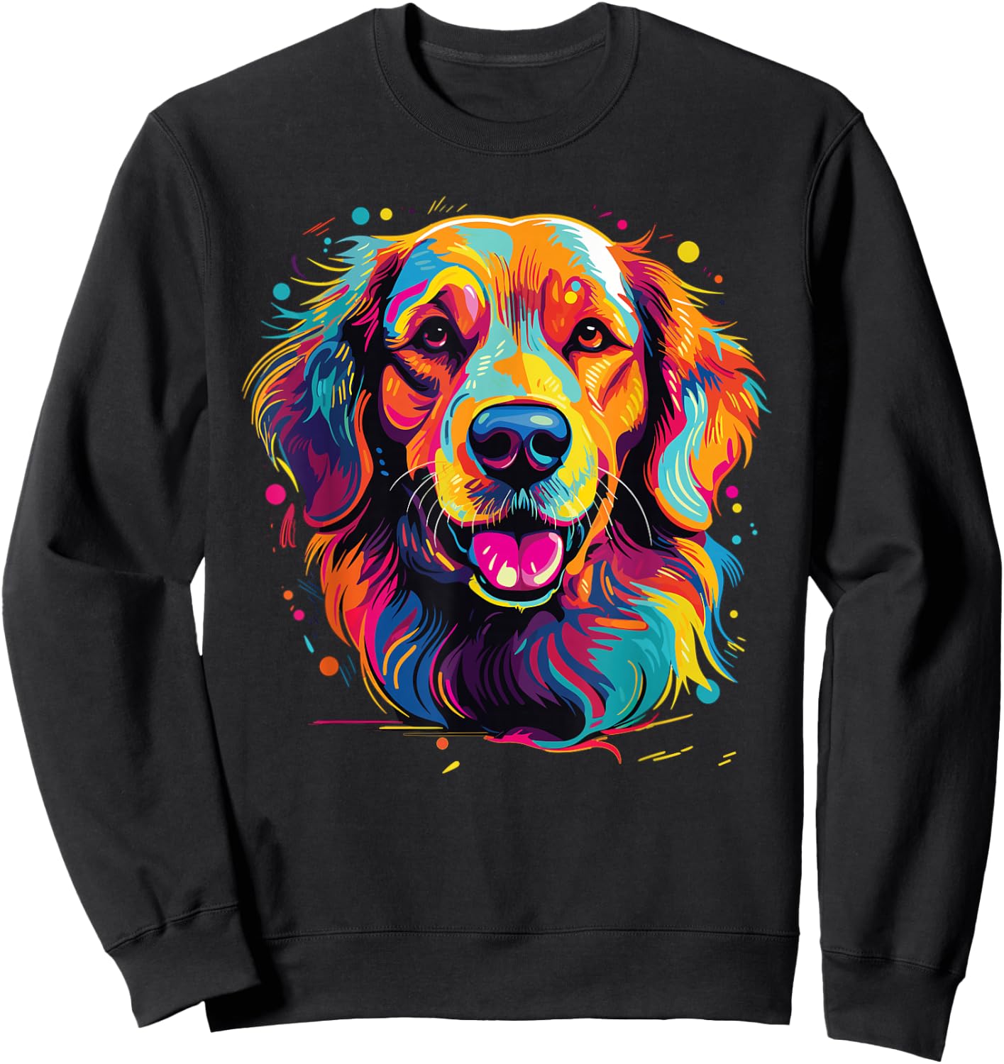 Watercolor Colorful Golden Retriever Dog Sweatshirt - Sweatshirt | Black