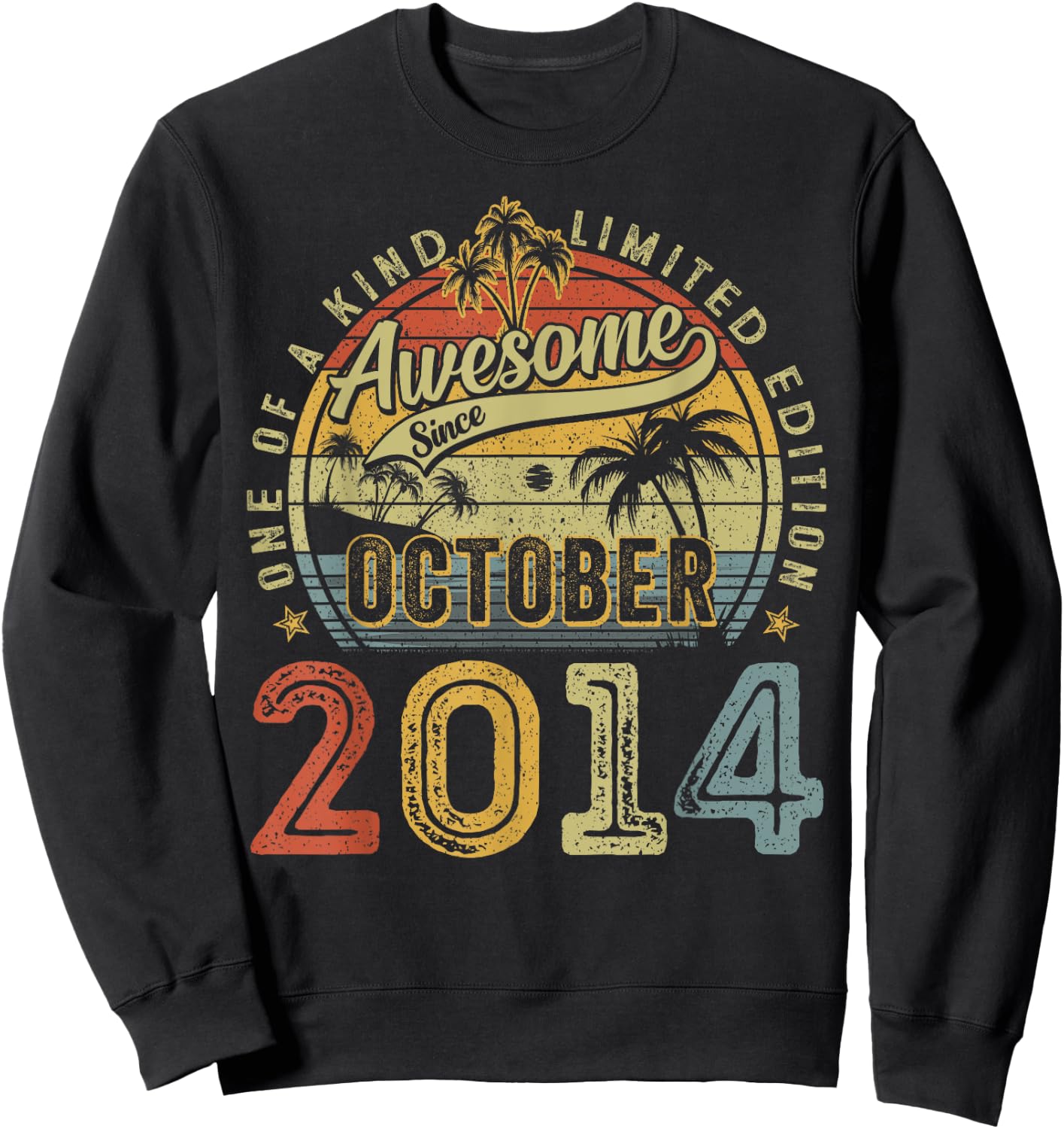 Awesome Since October 2014 Vintage Boys Girls 10th Birthday Sweatshirt - Sweatshirt | Black