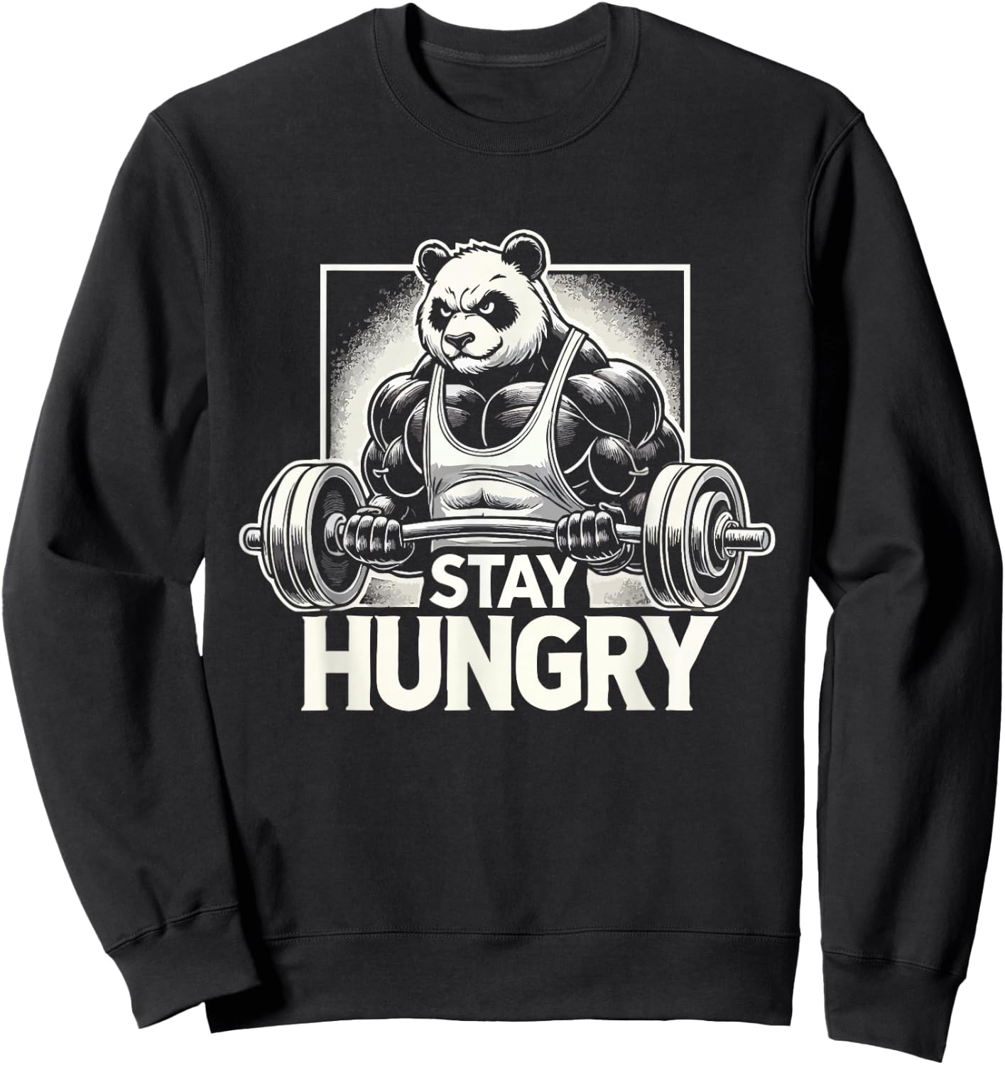 Panda - Anime Bodybuilding Gym Workout Fitness Motivation Sweatshirt - Sweatshirt | Black