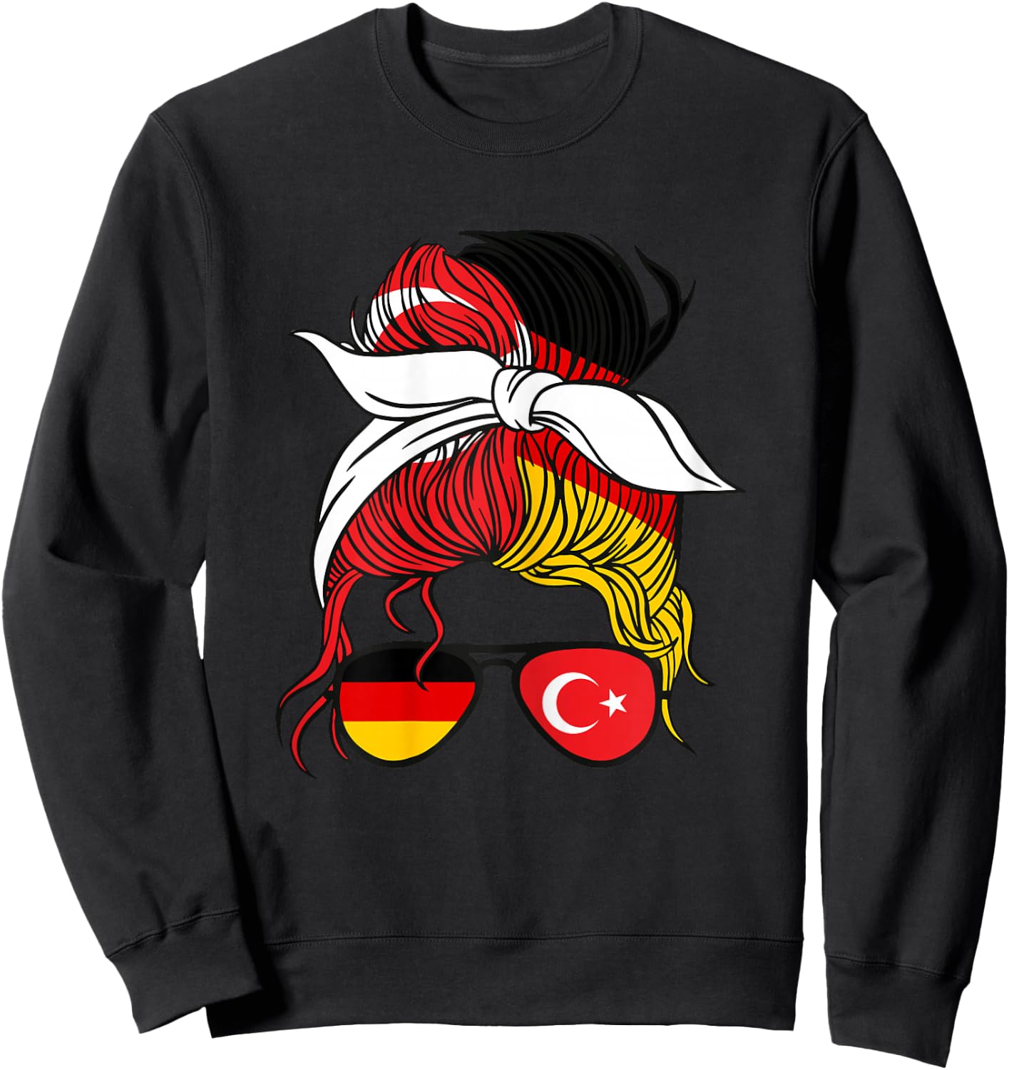 Half German Half Turkish Girl Apparel - Frauen - Mädchen - Weiß - Kurzarm - XS - - Turkiye Halb Deutsch Türkisch Mädchen Türkei Deutschland Sweatshirt - Sweatshirt | Black