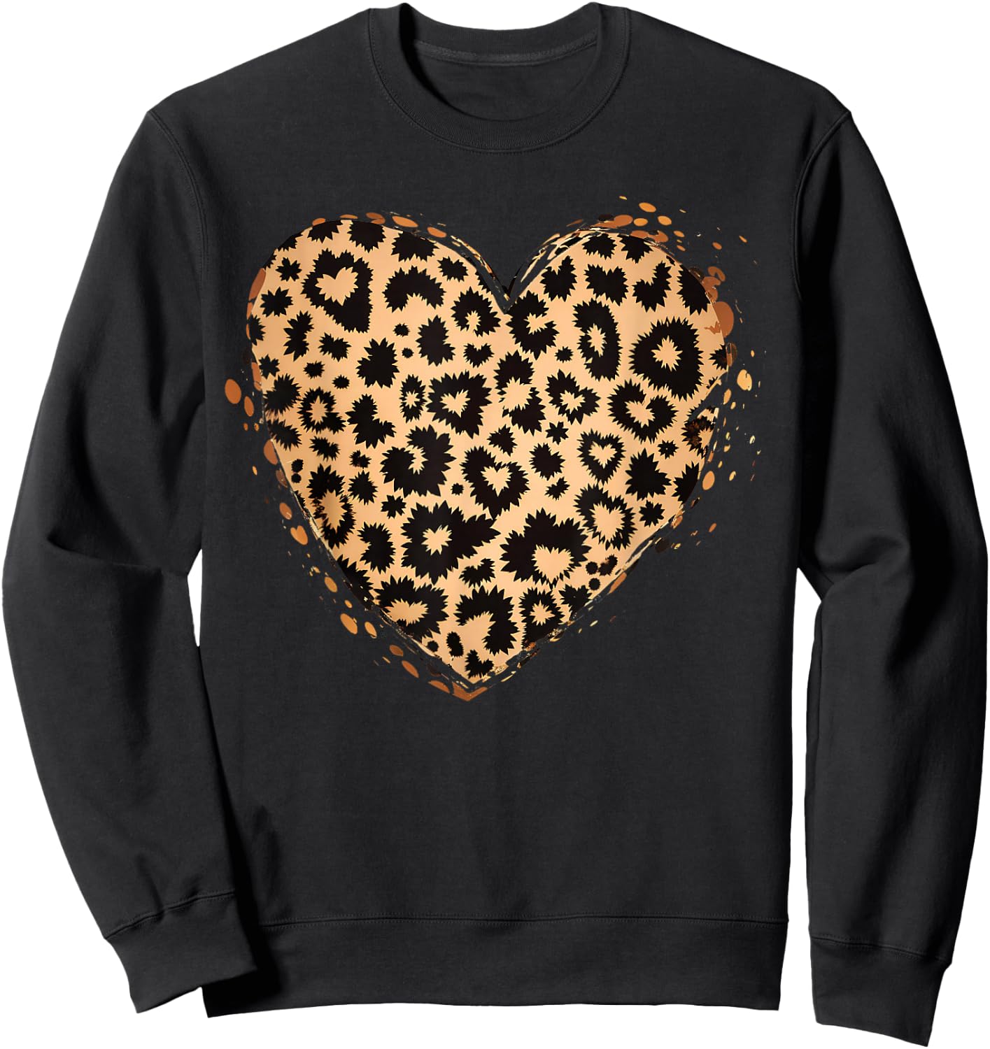 Gepard Leopard Herz Mädchen Tierdruck Sweatshirt - Sweatshirt | Black