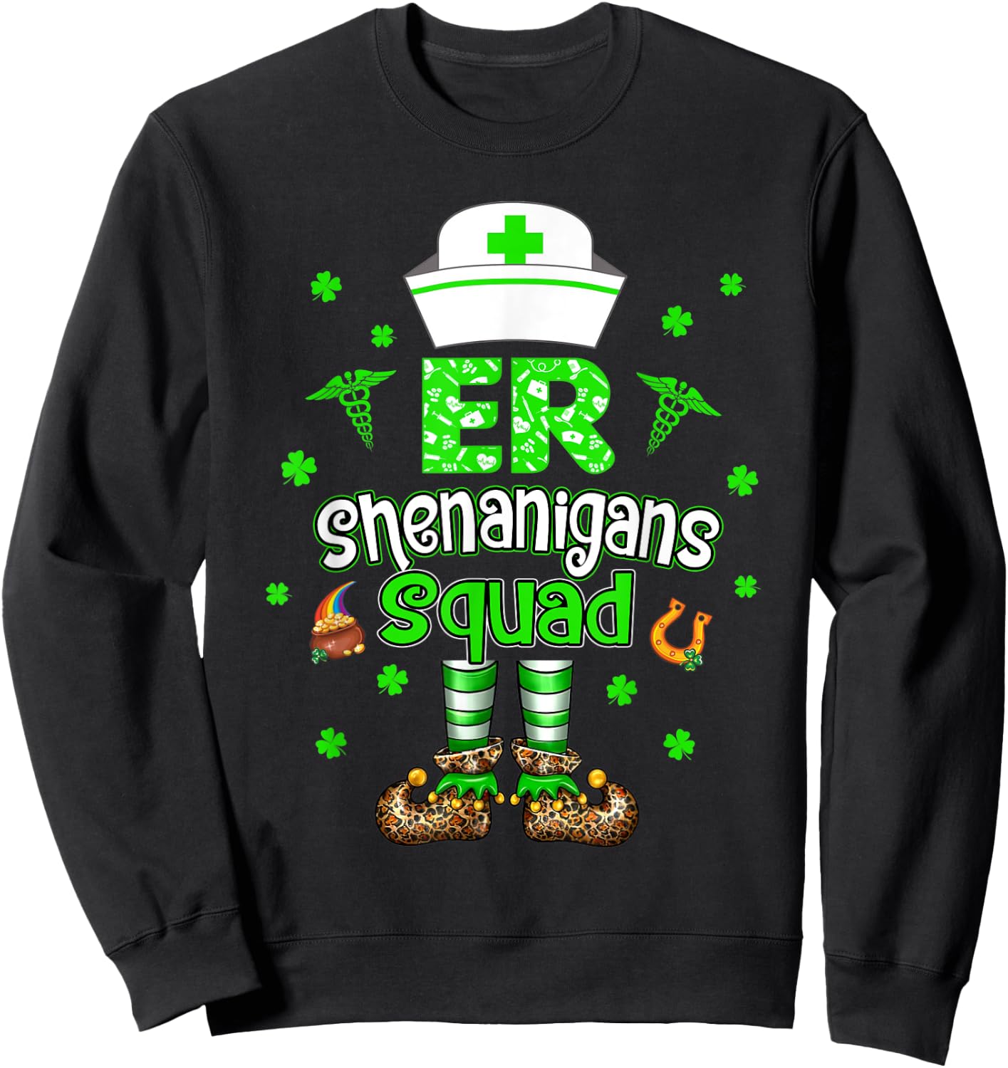ER Shenanigans Squad Nurse Emergency Room St Patricks Day Sweatshirt - Sweatshirt | Black
