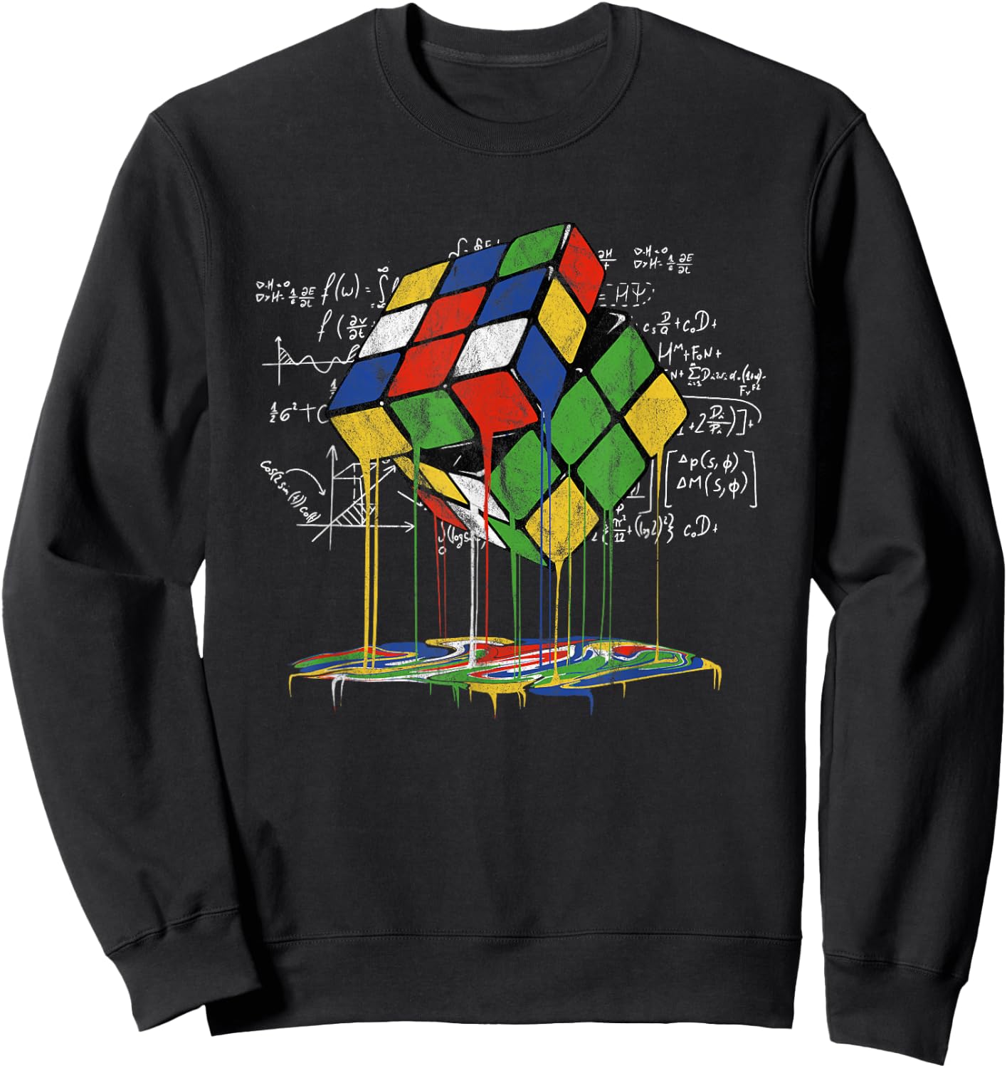 Melting Cube Speed Cubing Vintage Puzzle Youth Math Sweatshirt - Sweatshirt | Black
