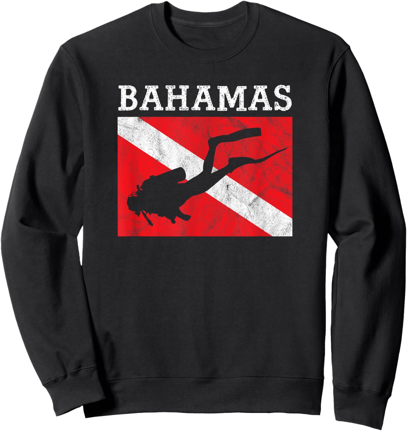 Vintage Bahamas Scuba Dive Flag Vacation Souvenir Sweatshirt - Sweatshirt | Black