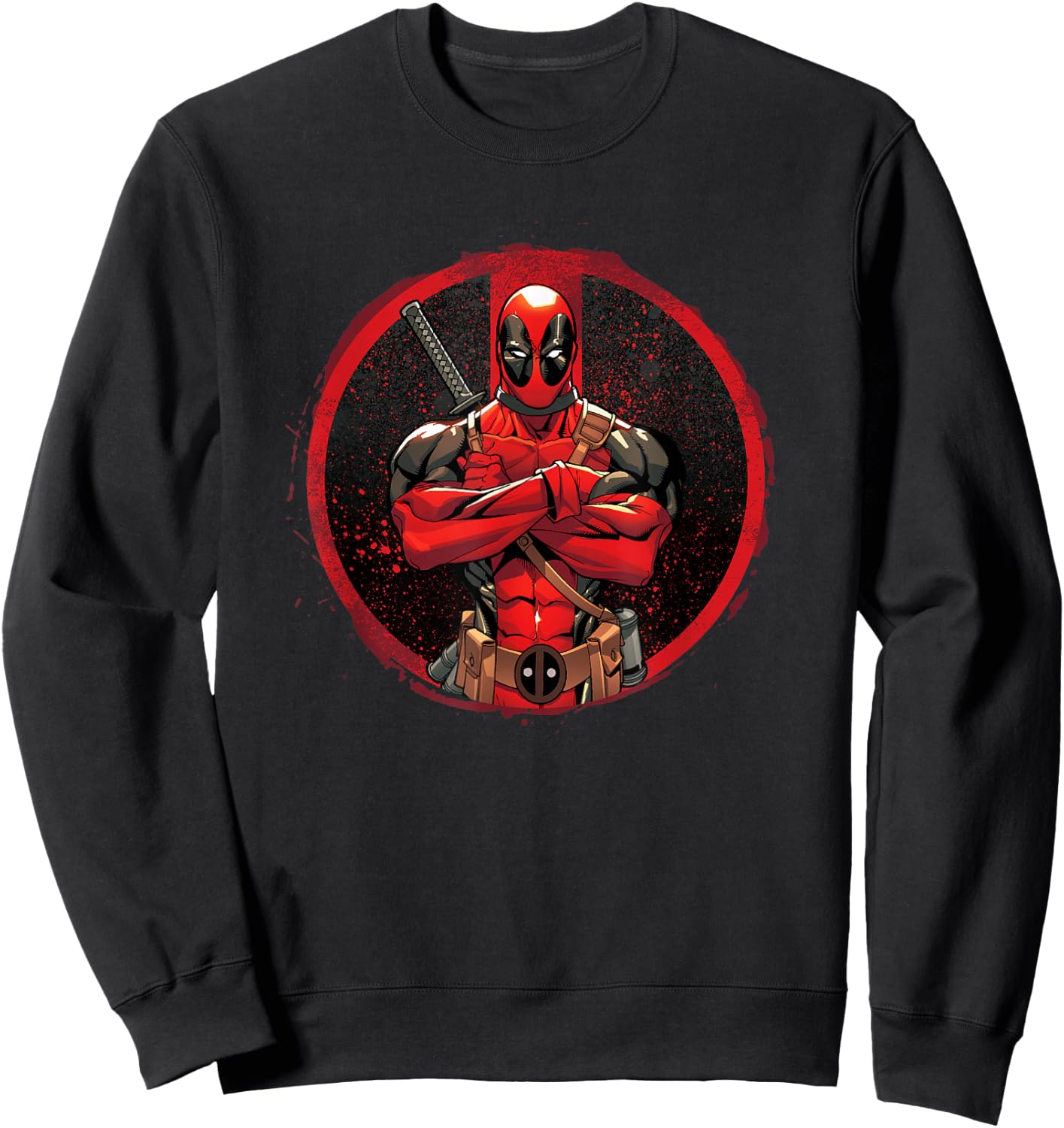 Marvel Deadpool Distressed Circle , black Sweatshirt - Sweatshirt | Black