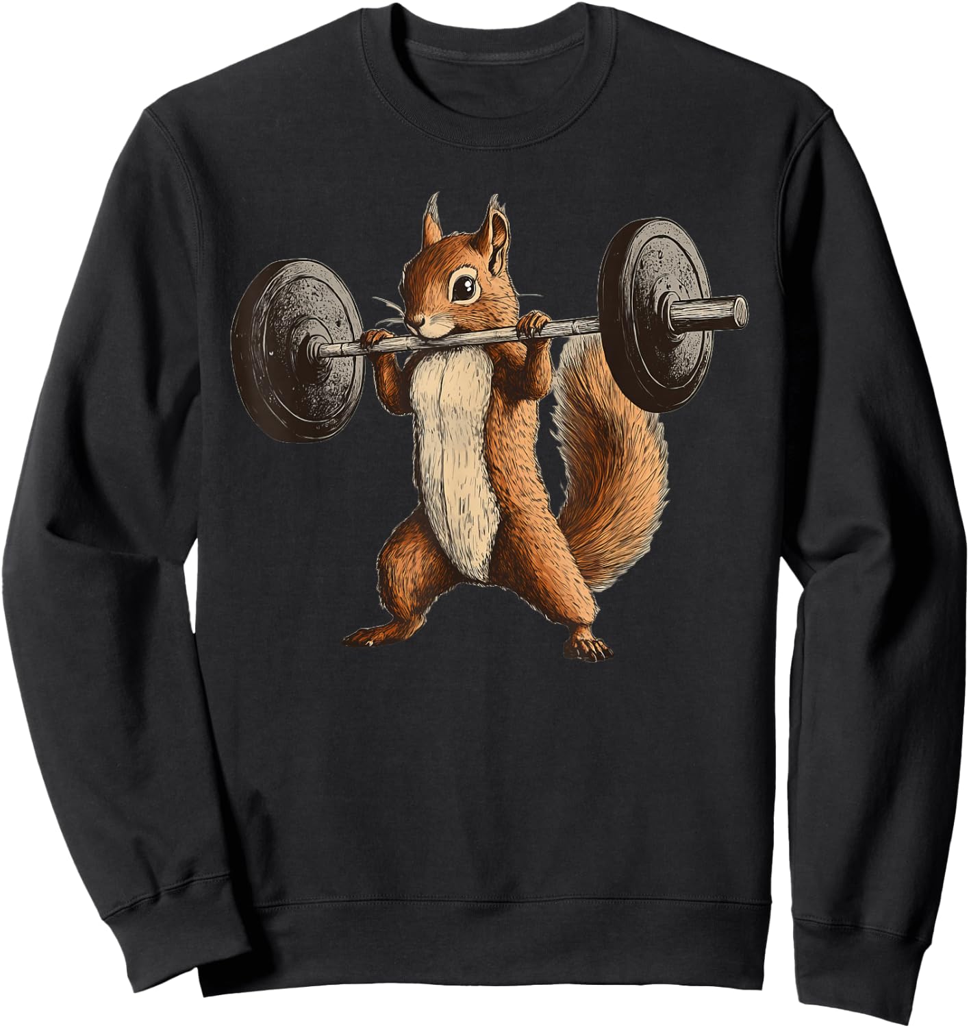 Squirrel Powerlifting Weightlifting Gym Workout Sweatshirt - Sweatshirt | Black