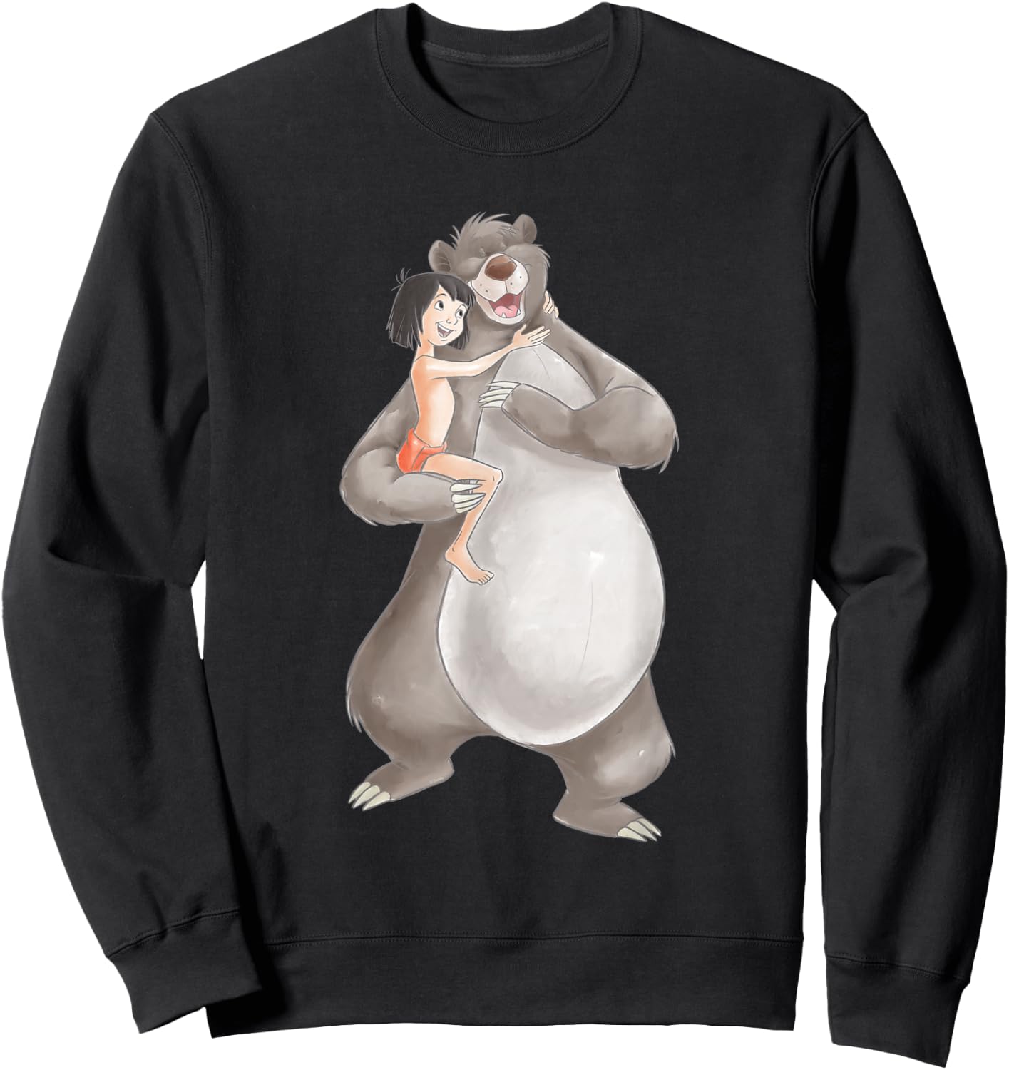 Jungle Book Watercolour Balu And Maugli , Black, S Sweatshirt - Sweatshirt | Black